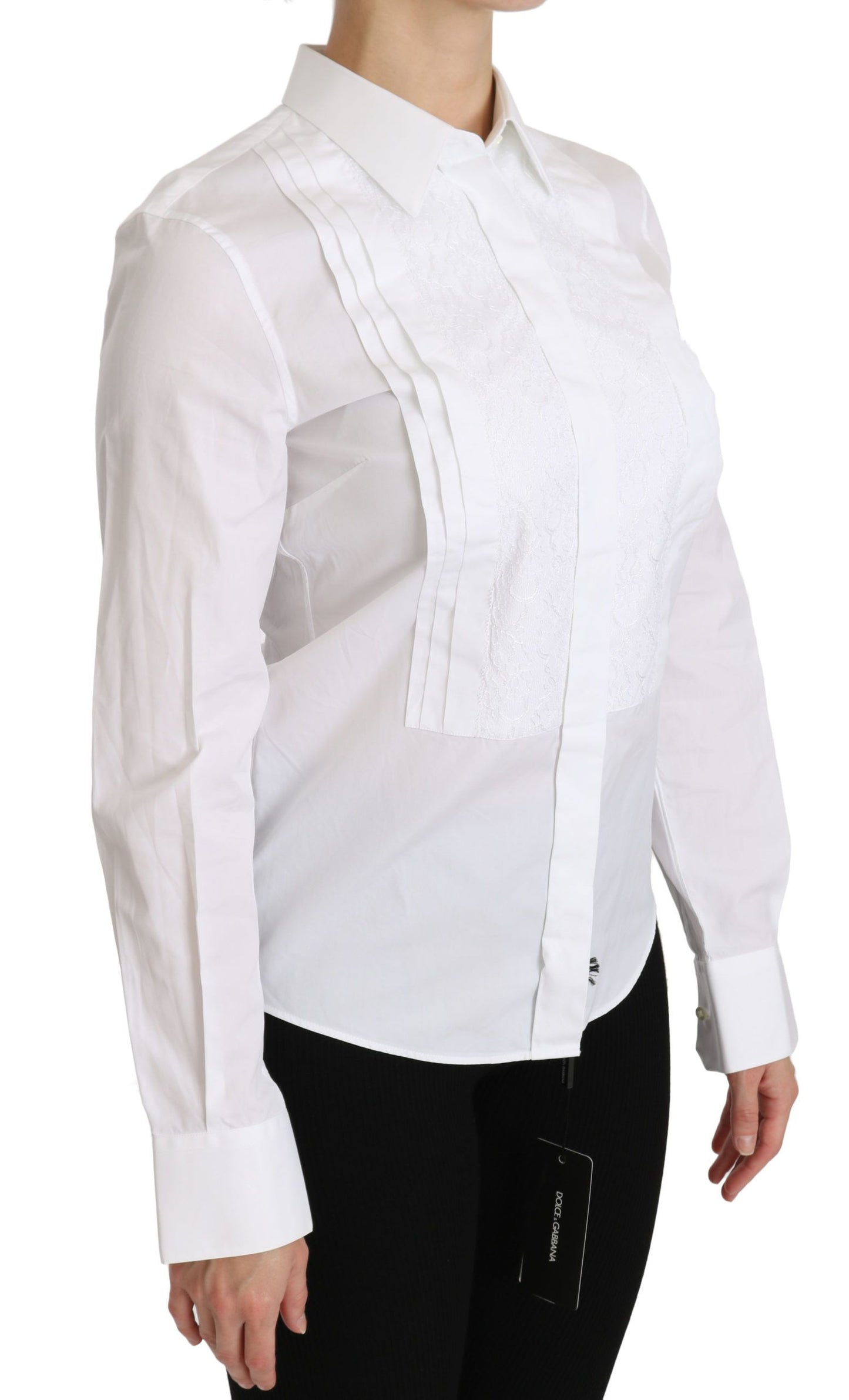 Dolce &amp; Gabbana White Collared Long Sleeve Polo Shirt