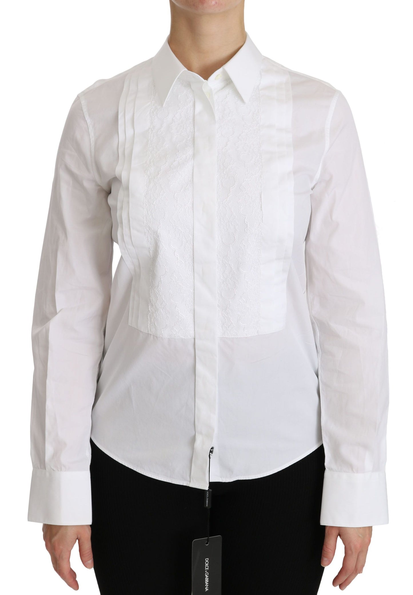 Dolce &amp; Gabbana White Collared Long Sleeve Polo Shirt