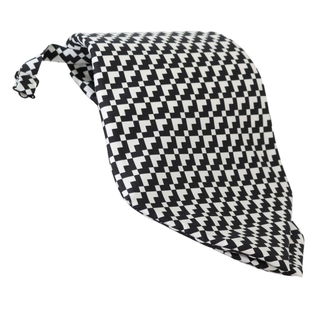 Dolce &amp; Gabbana Black Patterned Mens Necktie 100% Silk Tie