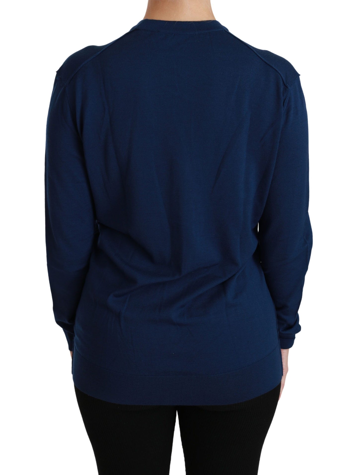 Dolce &amp; Gabbana Blue Button Cardigan Schurwollpullover