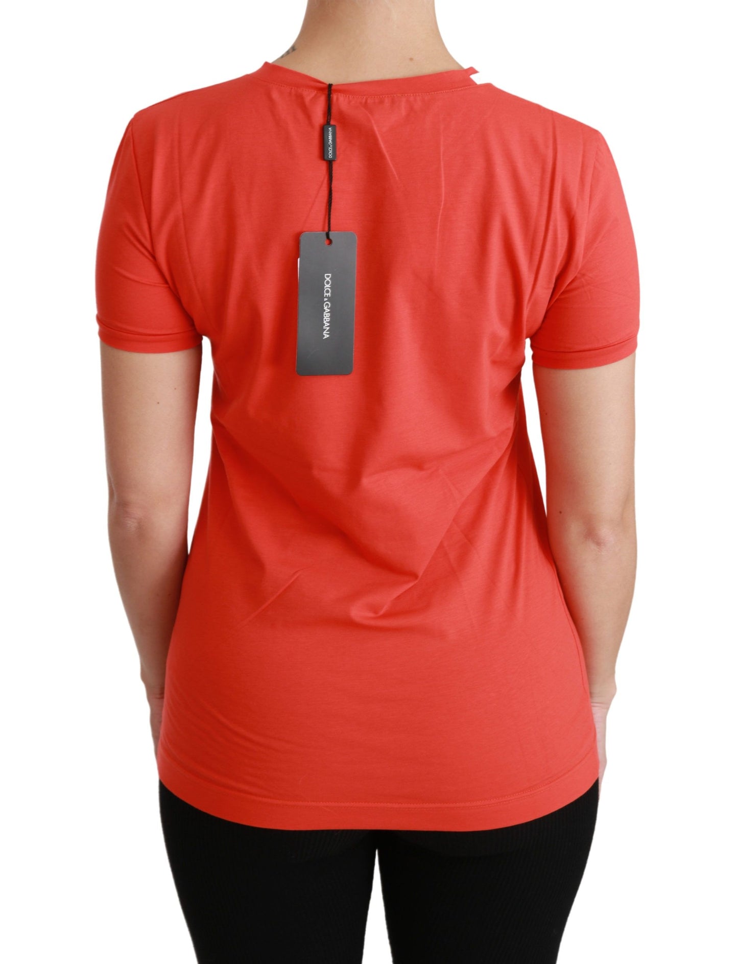 Dolce &amp; Gabbana Red Crewneck Short Sleeve T-shirt Cotton Top