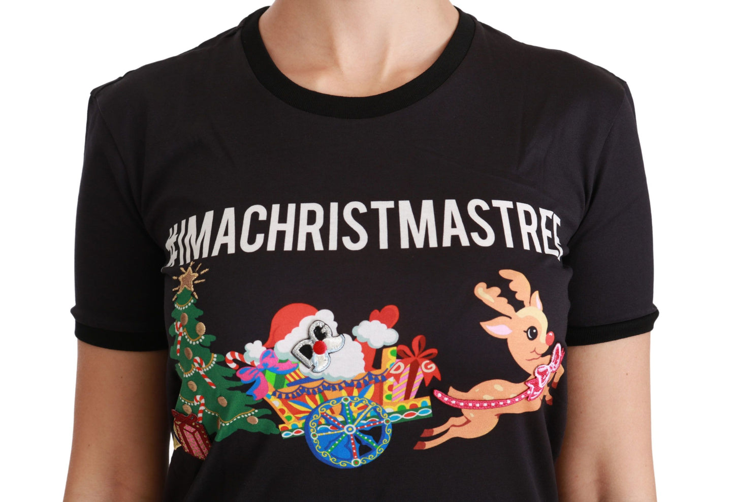 Dolce &amp; Gabbana Black #ImAChristmasTree Crewneck Top T-shirt