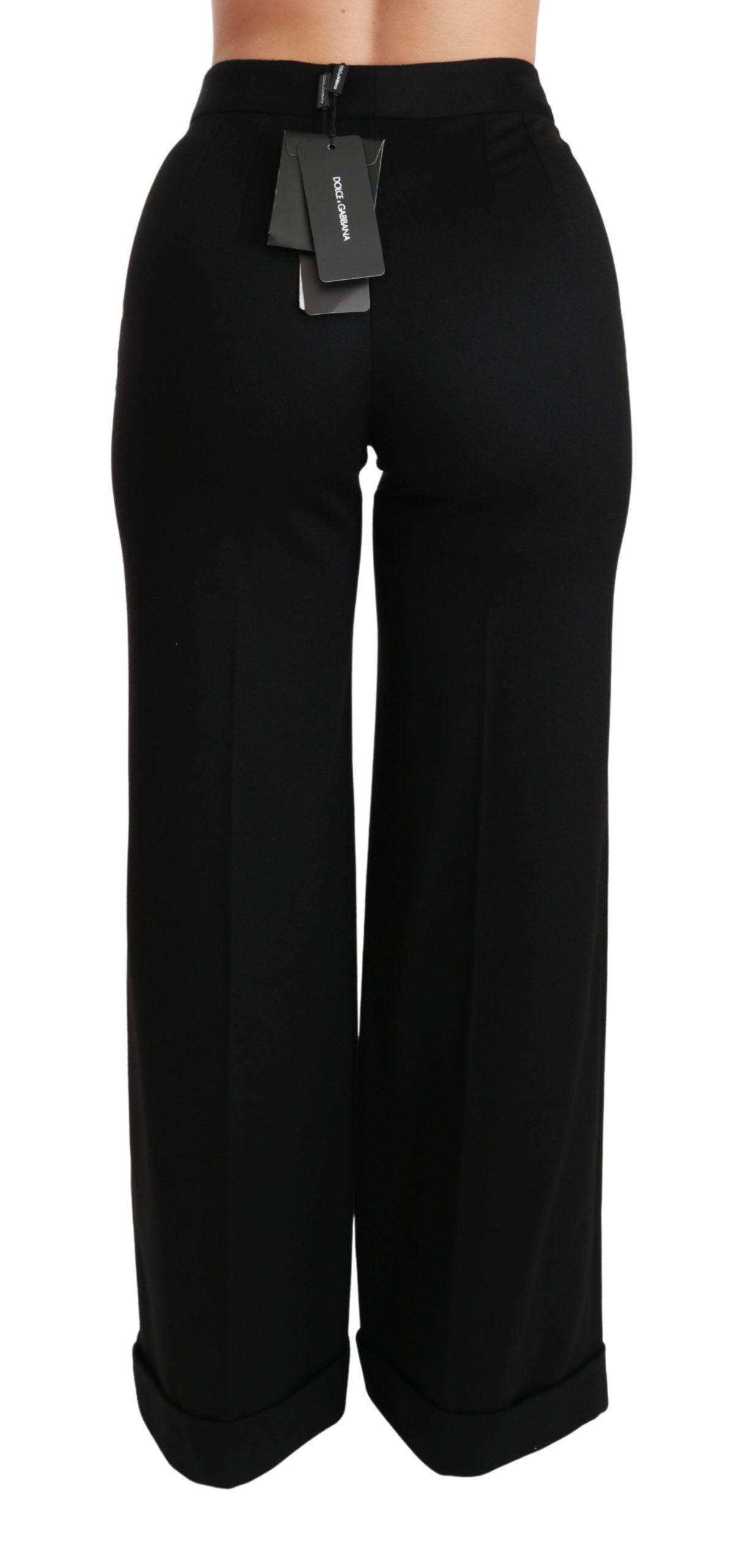 Dolce &amp; Gabbana Black Wide Leg Flared Trouser Cashmere Pants