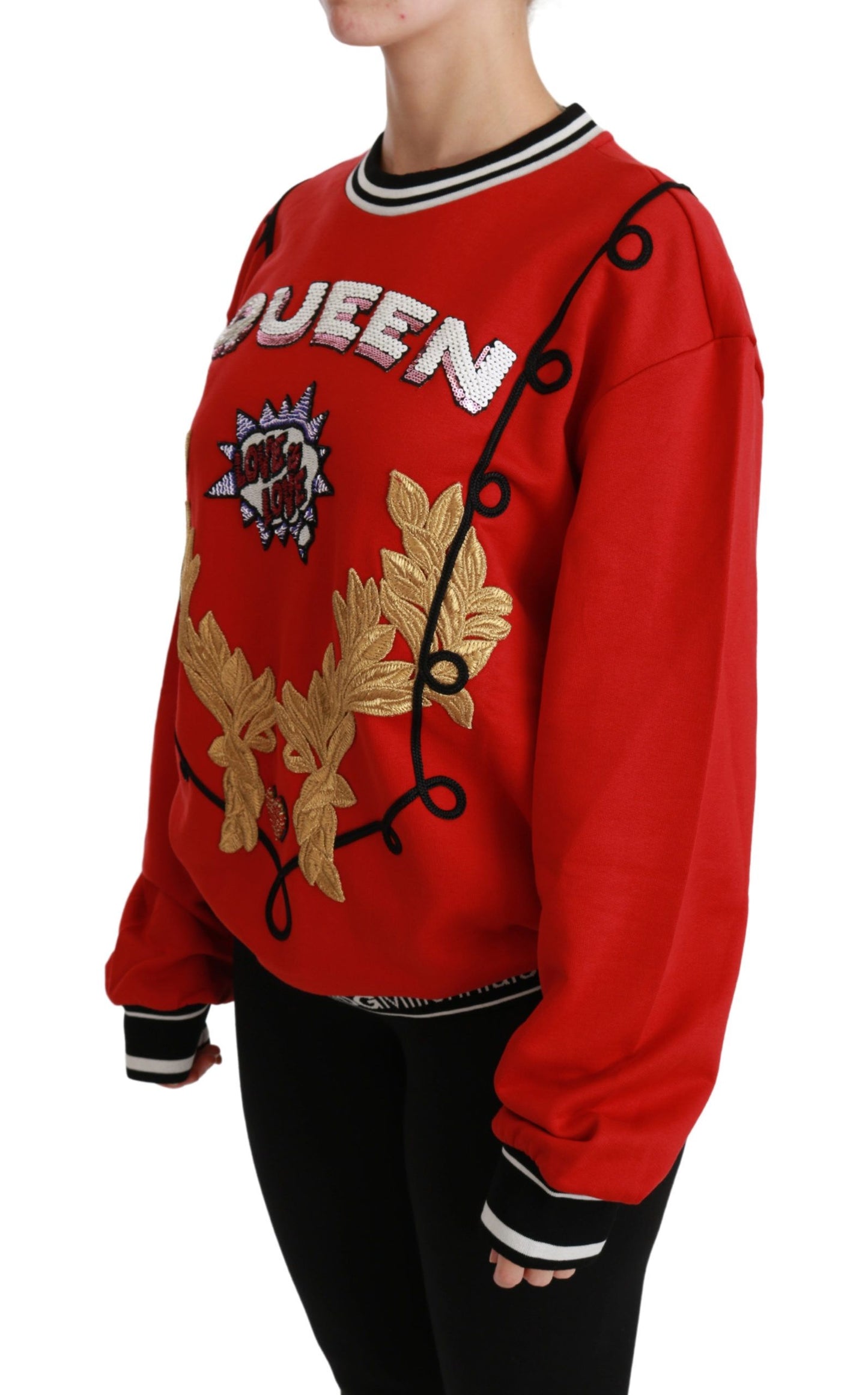 Dolce &amp; Gabbana Red Queen Sequined Love Pullover Sweater