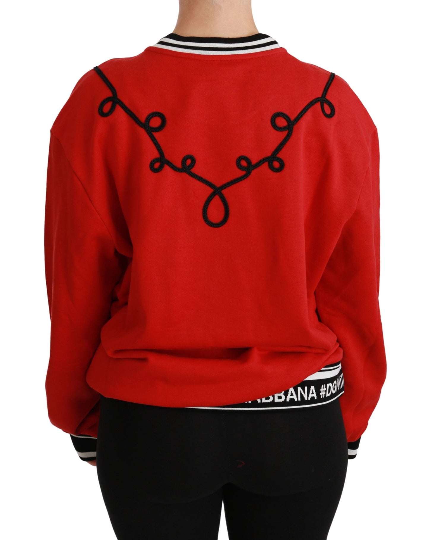 Dolce & Gabbana Radiant Red Sequined Crew Neck Sweater