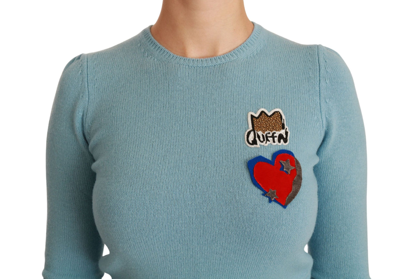 Dolce &amp; Gabbana Blue Wool Queen Heart Pullover Sweater