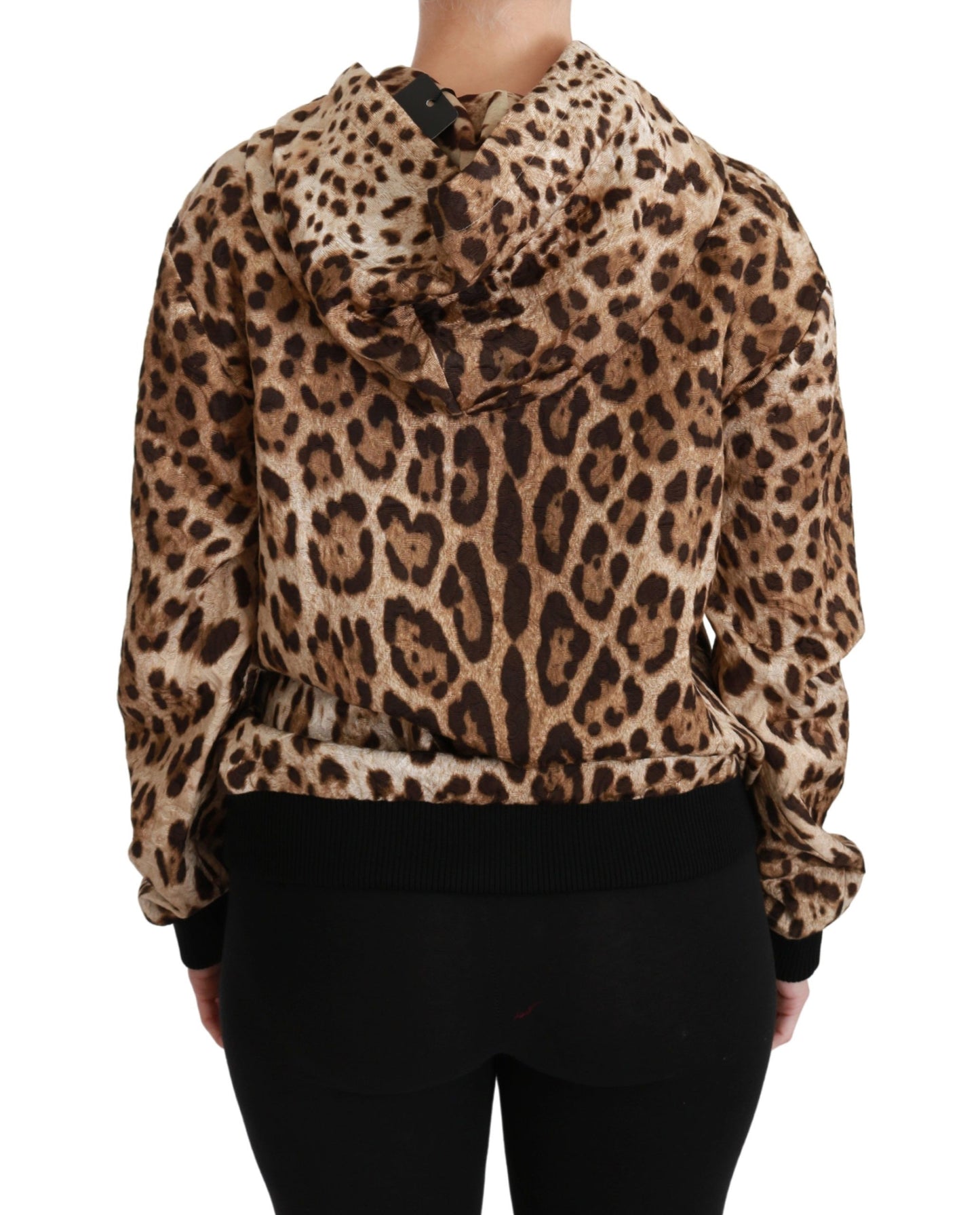 Brauner, mit Kapuze besetzter Ayers-Leopardenpullover von Dolce &amp; Gabbana