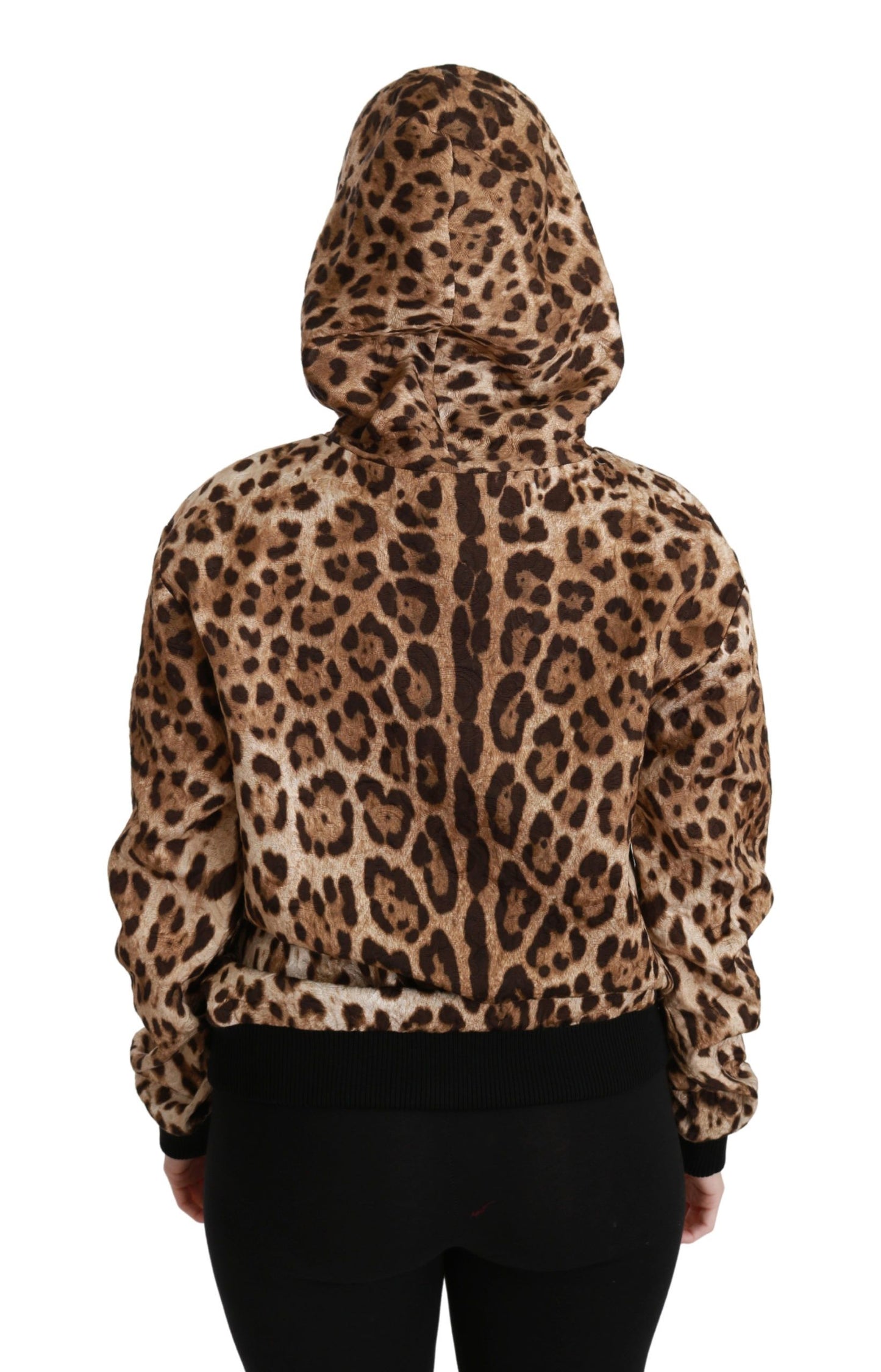 Brauner, mit Kapuze besetzter Ayers-Leopardenpullover von Dolce &amp; Gabbana