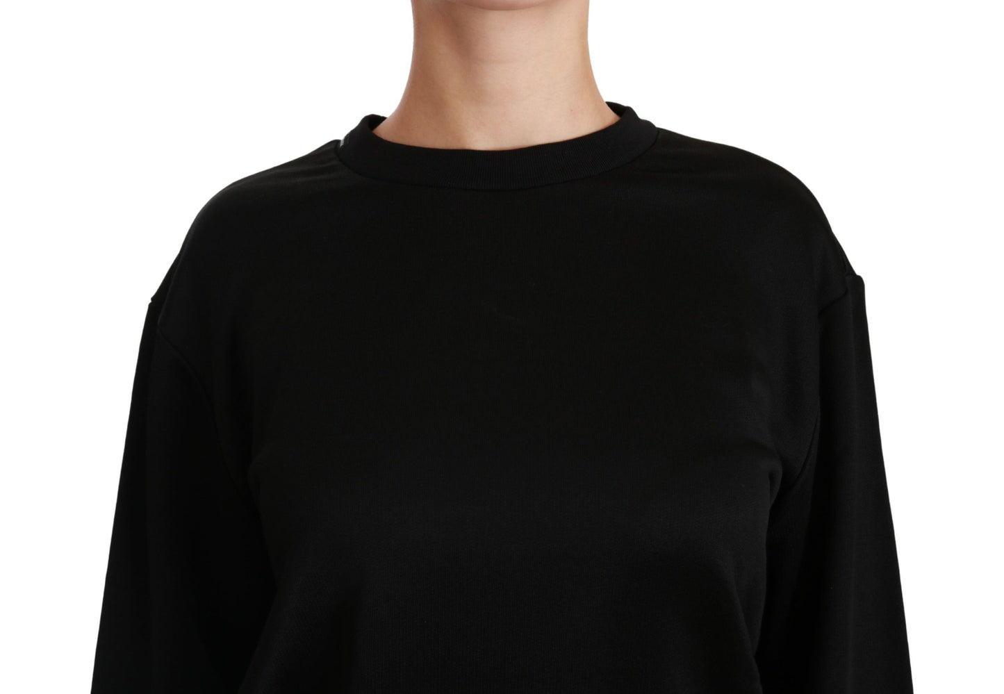 Dolce &amp; Gabbana Black Cotton Crewneck Pullover Sweater