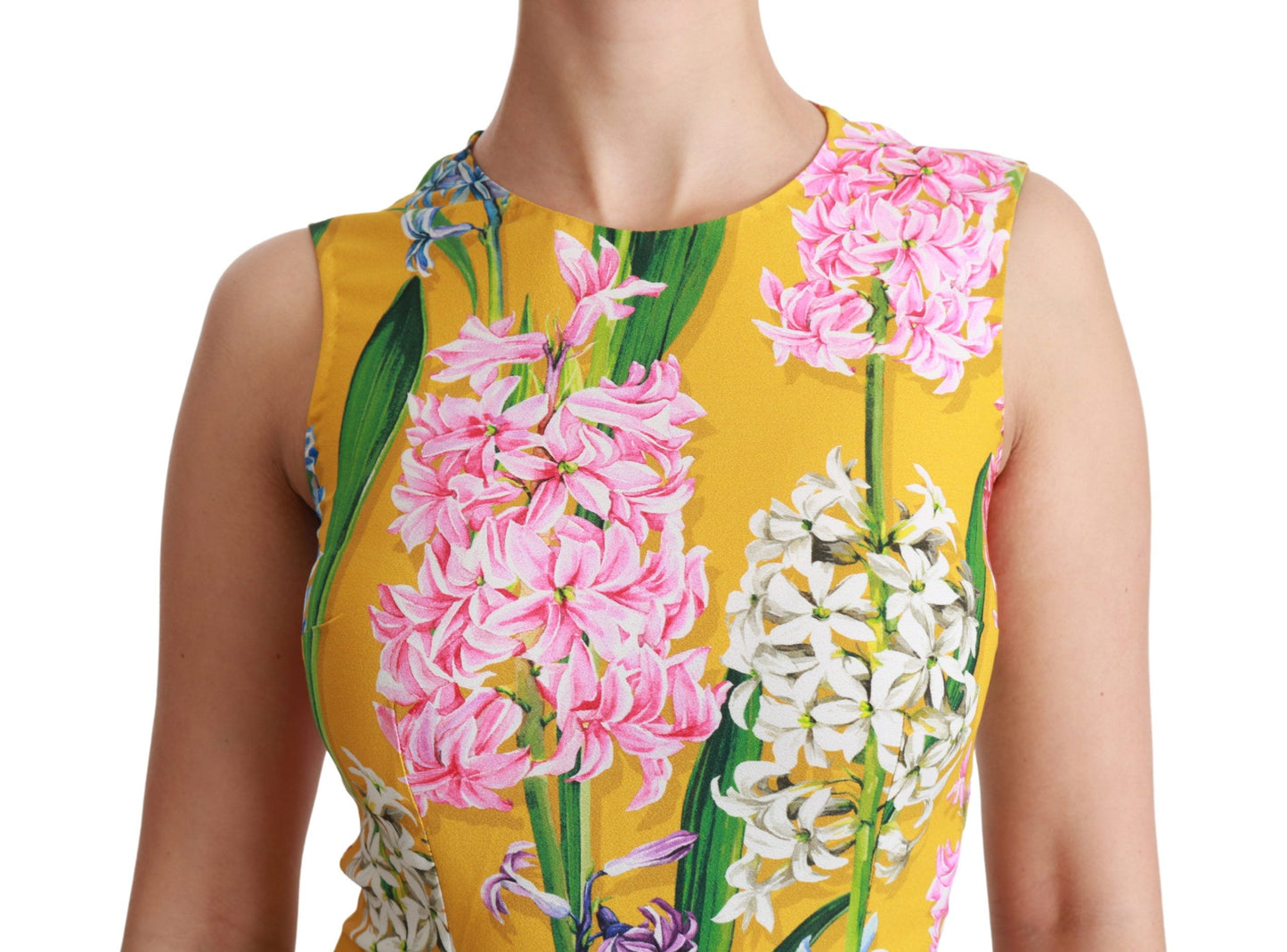 Dolce &amp; Gabbana Yellow Floral Stretch Top Tank Blouse