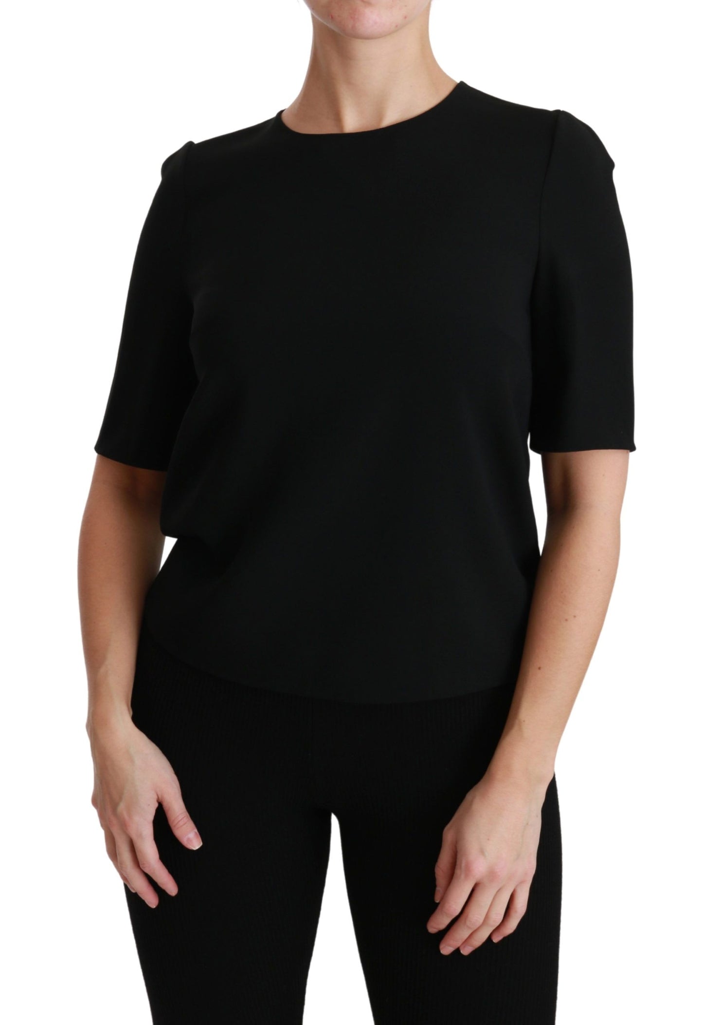 Dolce &amp; Gabbana Schwarze, kurzärmlige, lässige Stretch-Bluse