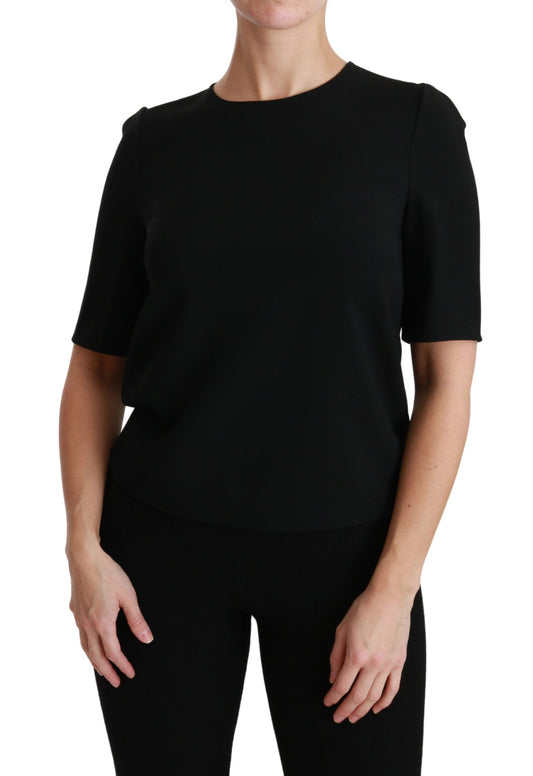 Dolce &amp; Gabbana Black Short Sleeve Casual Top Stretch Blouse