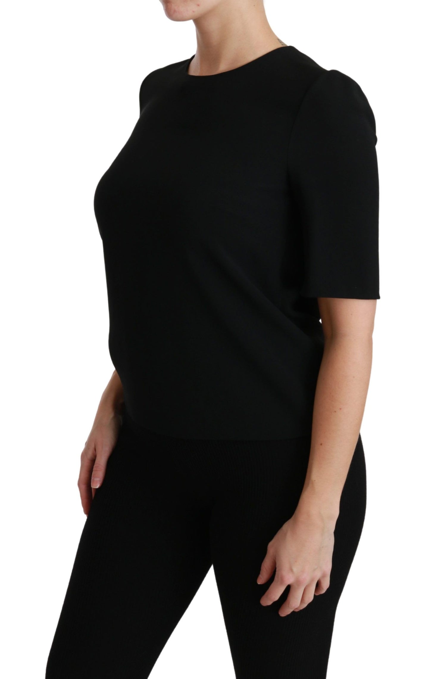 Dolce &amp; Gabbana Black Short Sleeve Casual Top Stretch Blouse