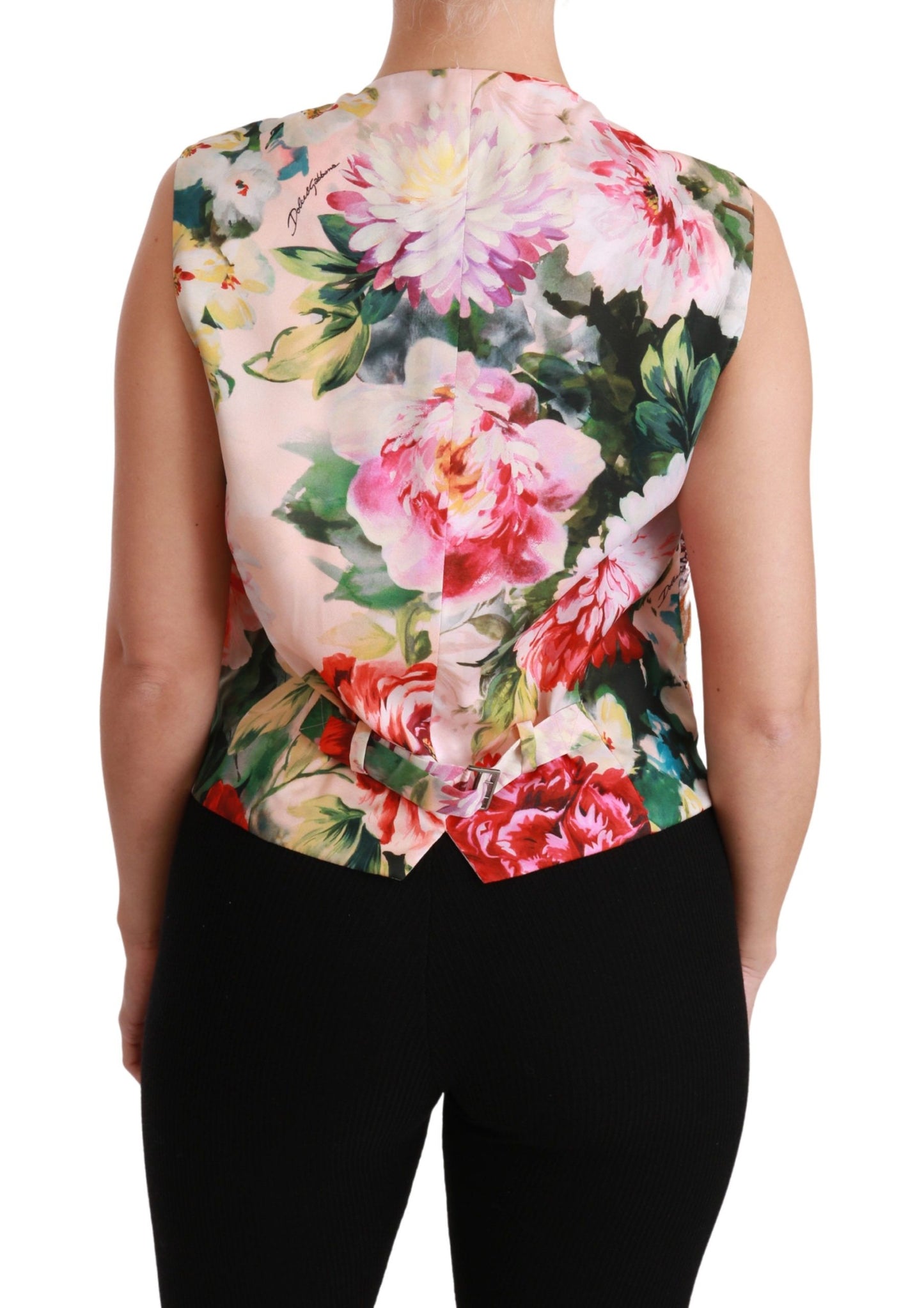 Dolce &amp; Gabbana Multicolor Floral Sleeveless Waistcoat Top Vest