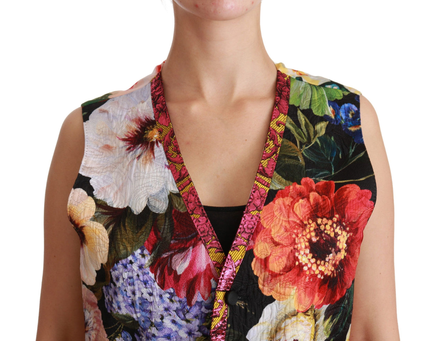 Dolce &amp; Gabbana Multicolor Floral Sleeveless Waistcoat Top Vest