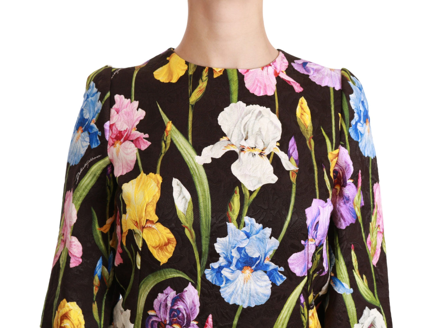 Dolce &amp; Gabbana Black Cotton Silk Floral Shift Dress