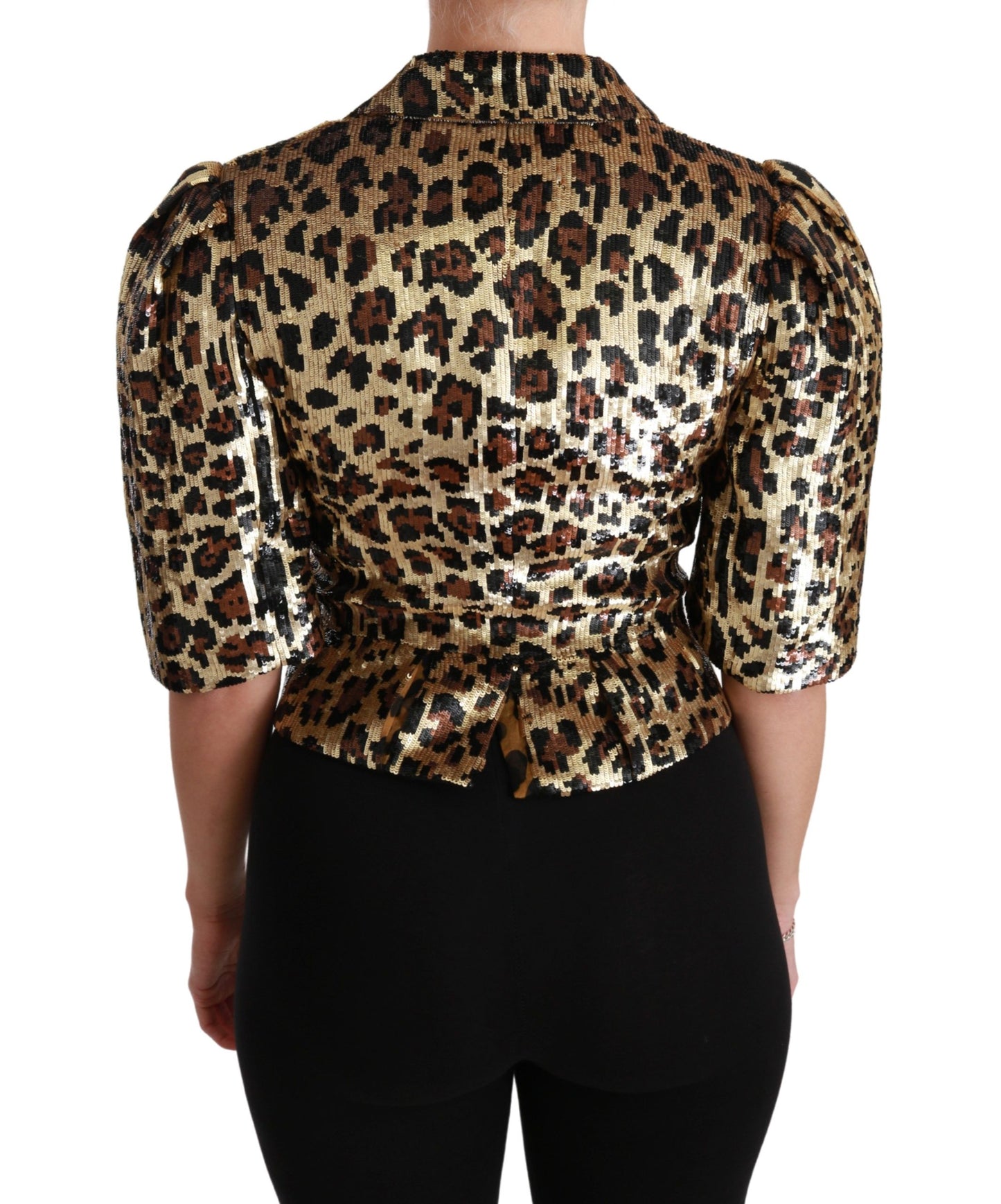 Dolce &amp; Gabbana Blazer Gold Leopard Sequined Jacket