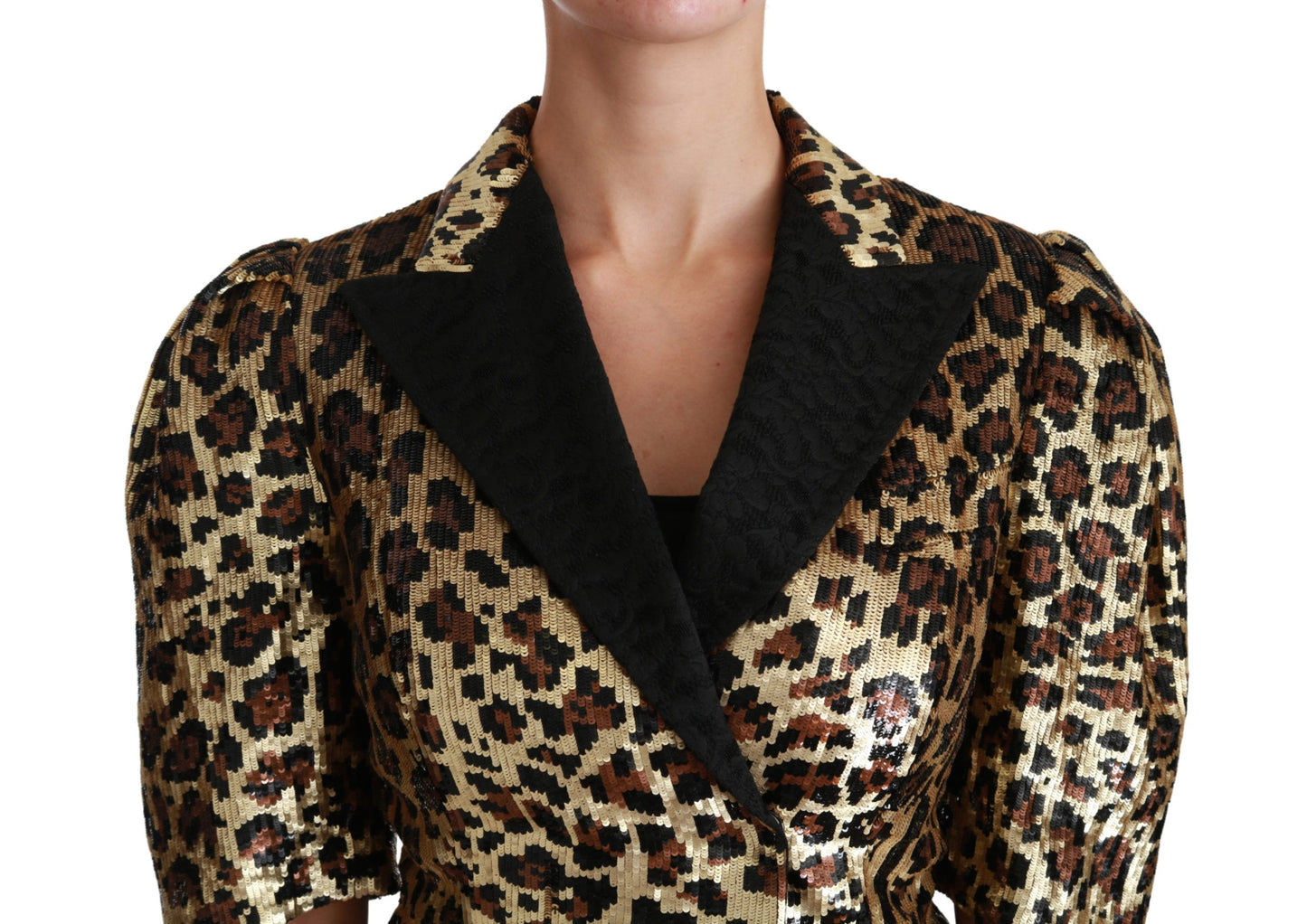 Dolce &amp; Gabbana Blazer Gold Leopard Sequined Jacket