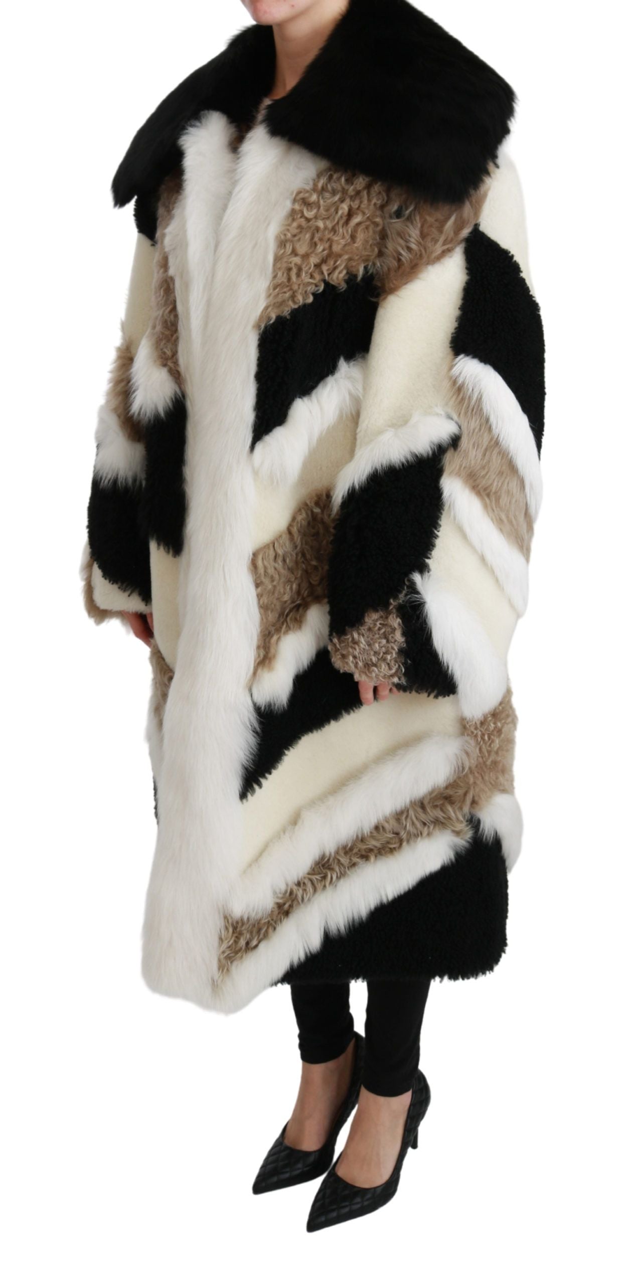 Dolce &amp; Gabbana Sheep Fur Shearling Cape Jacket Coat