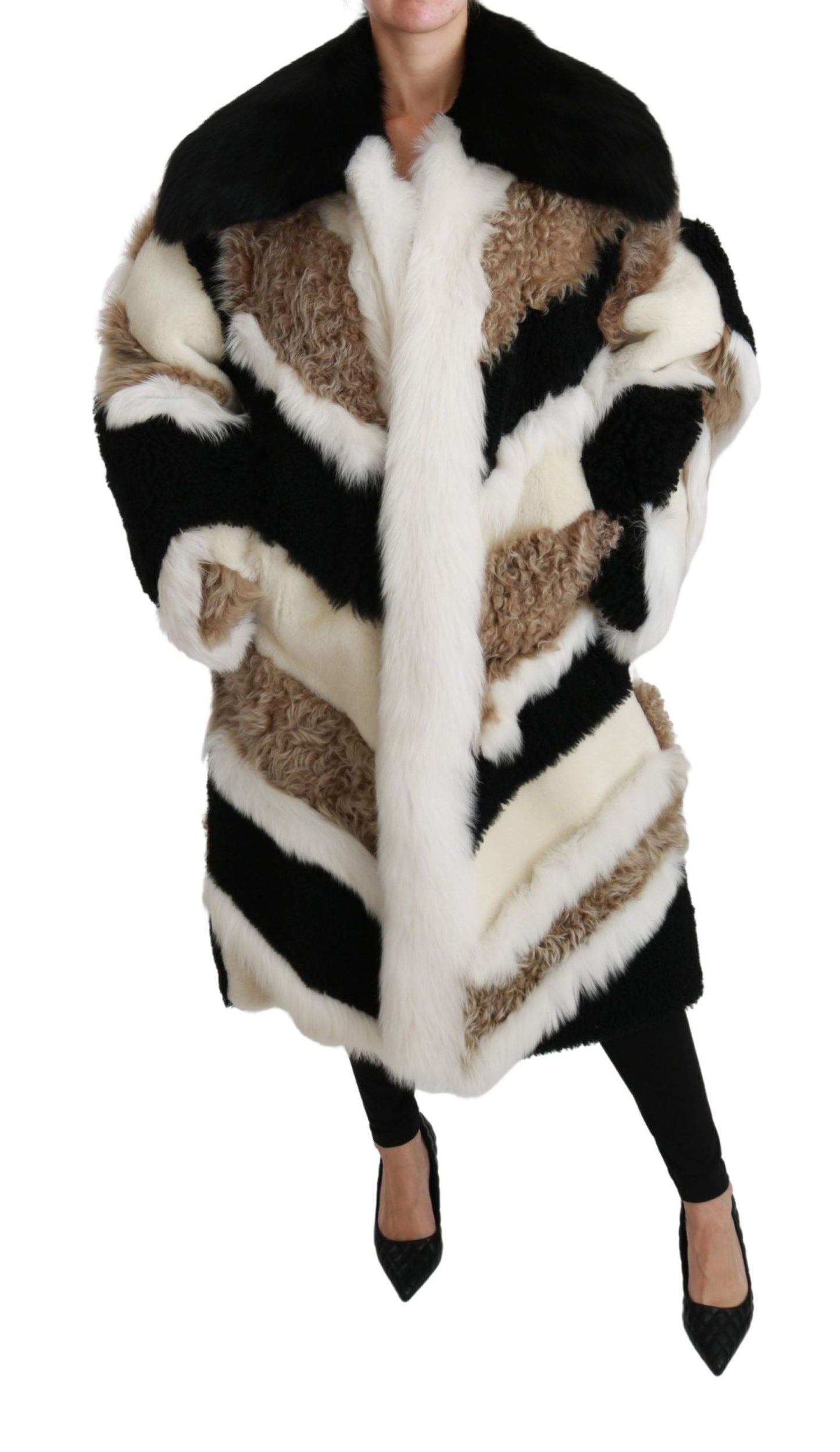 Dolce &amp; Gabbana Sheep Fur Shearling Cape Jacket Coat