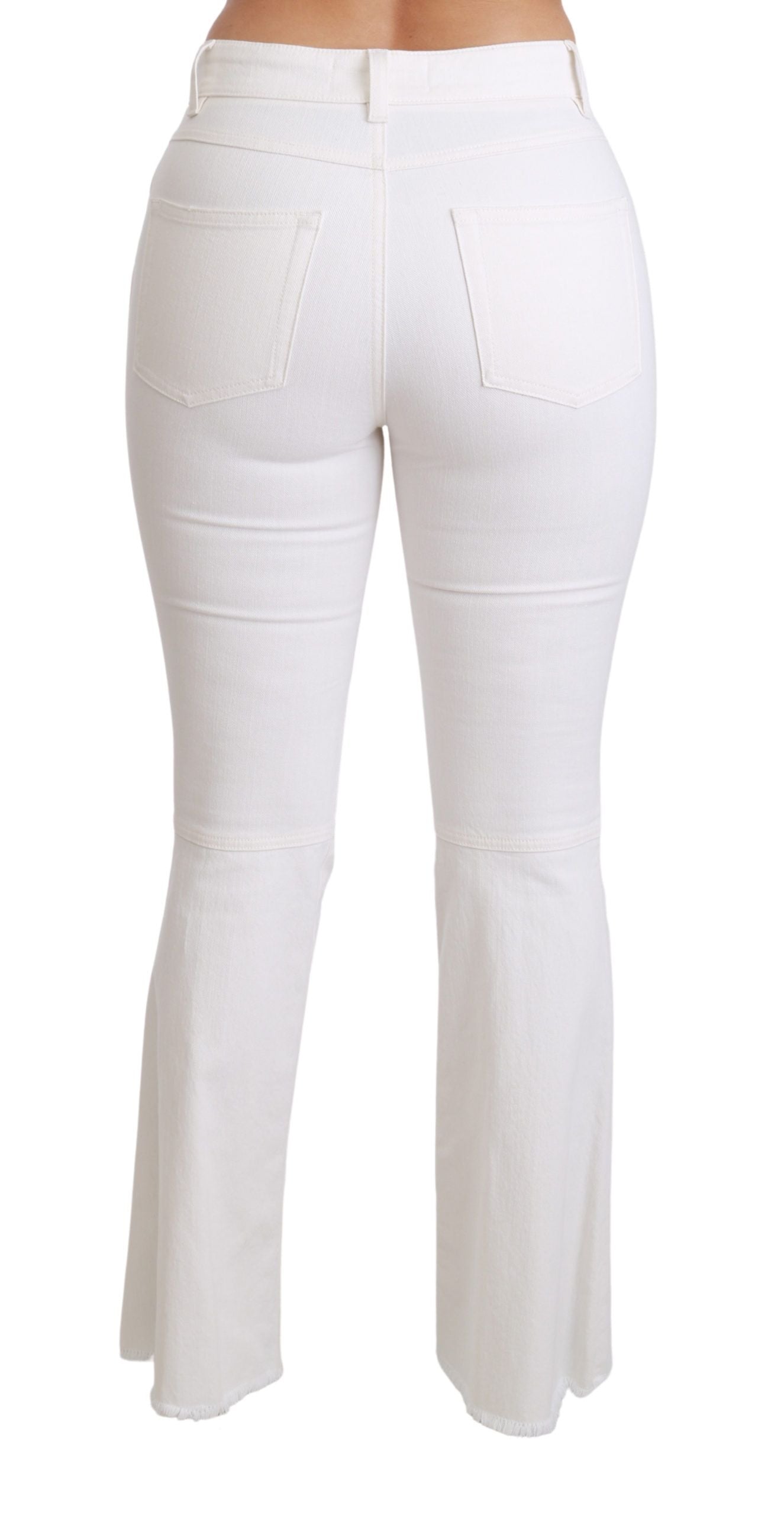 Dolce &amp; Gabbana White Heart Flared Stretch Cotton Pants