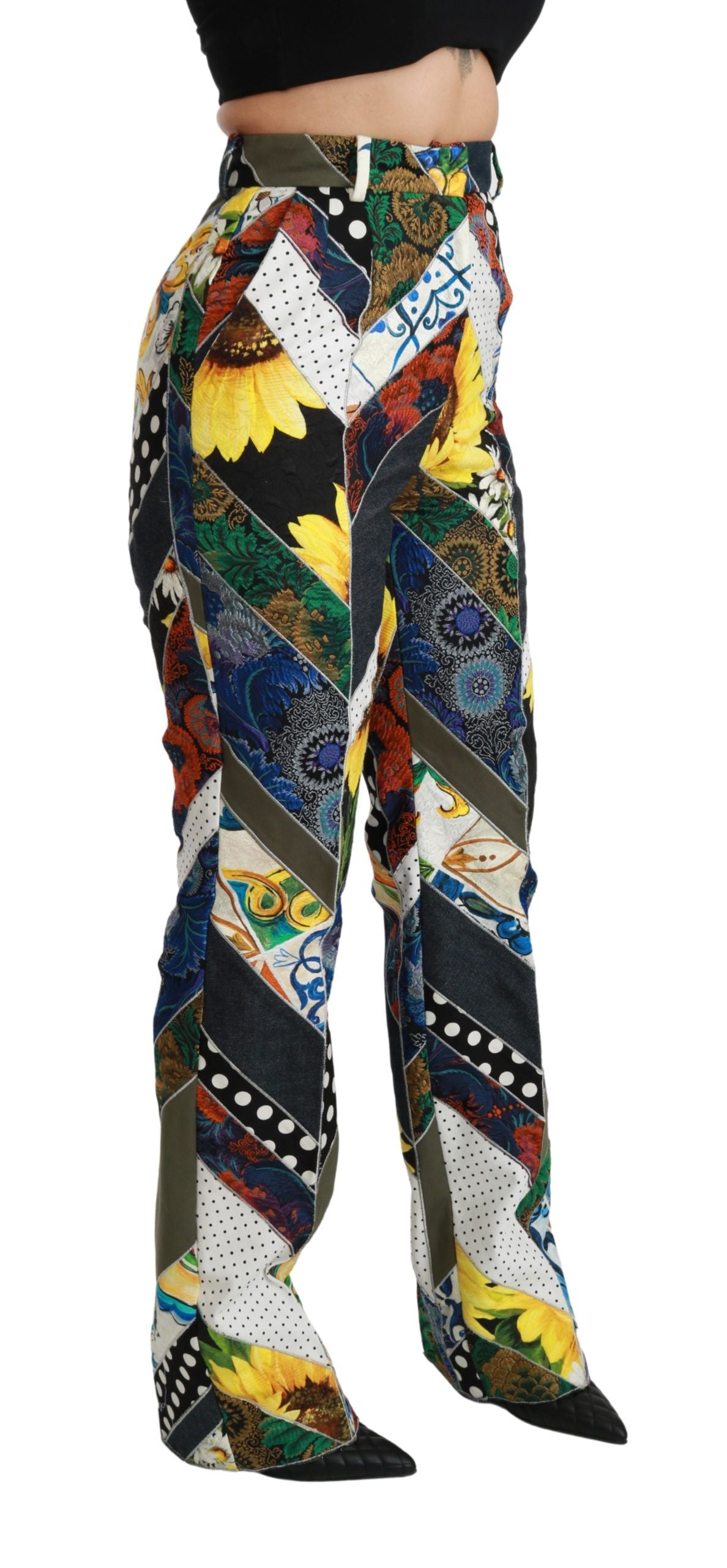 Dolce &amp; Gabbana gerade Hose mit mehrfarbigem Print und hoher Taille