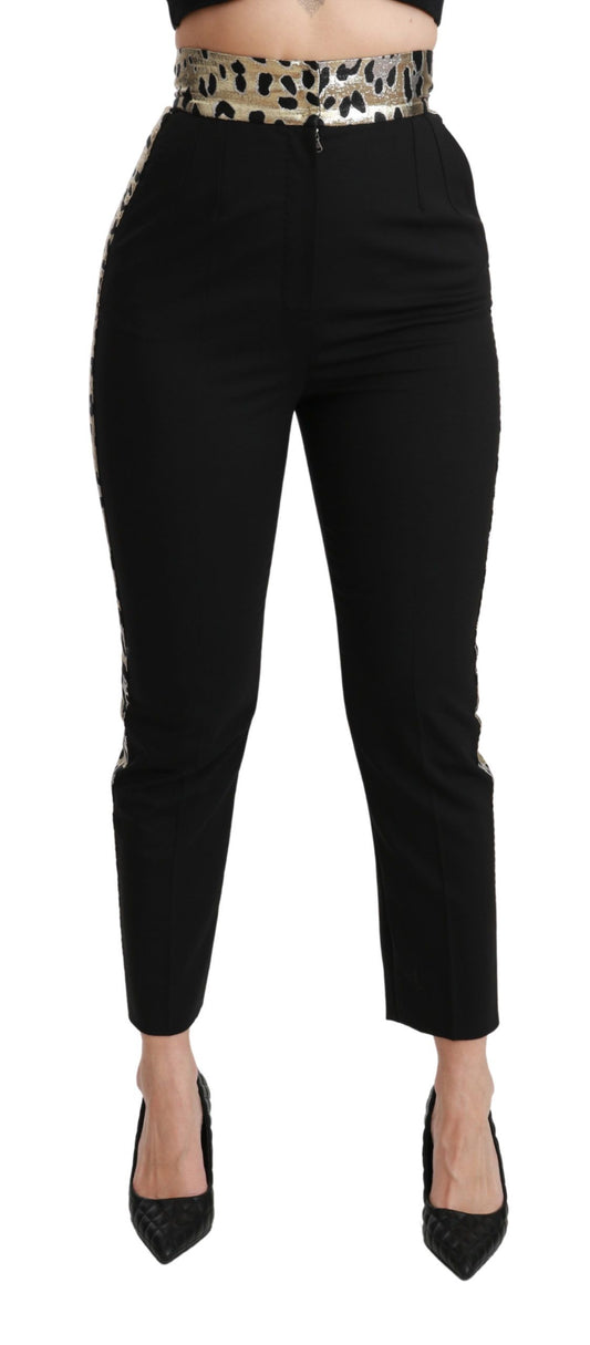 Dolce &amp; Gabbana Black Cropped Skinny High Waist Wool Pants