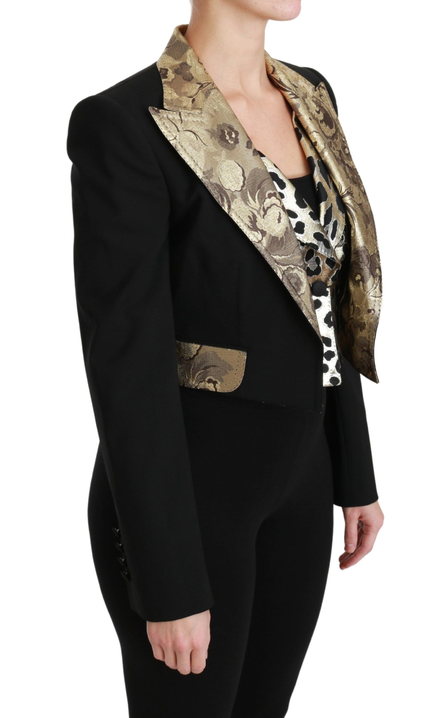 Dolce &amp; Gabbana Schwarze Jacquard-Weste, Blazer, Mantel, Wolljacke