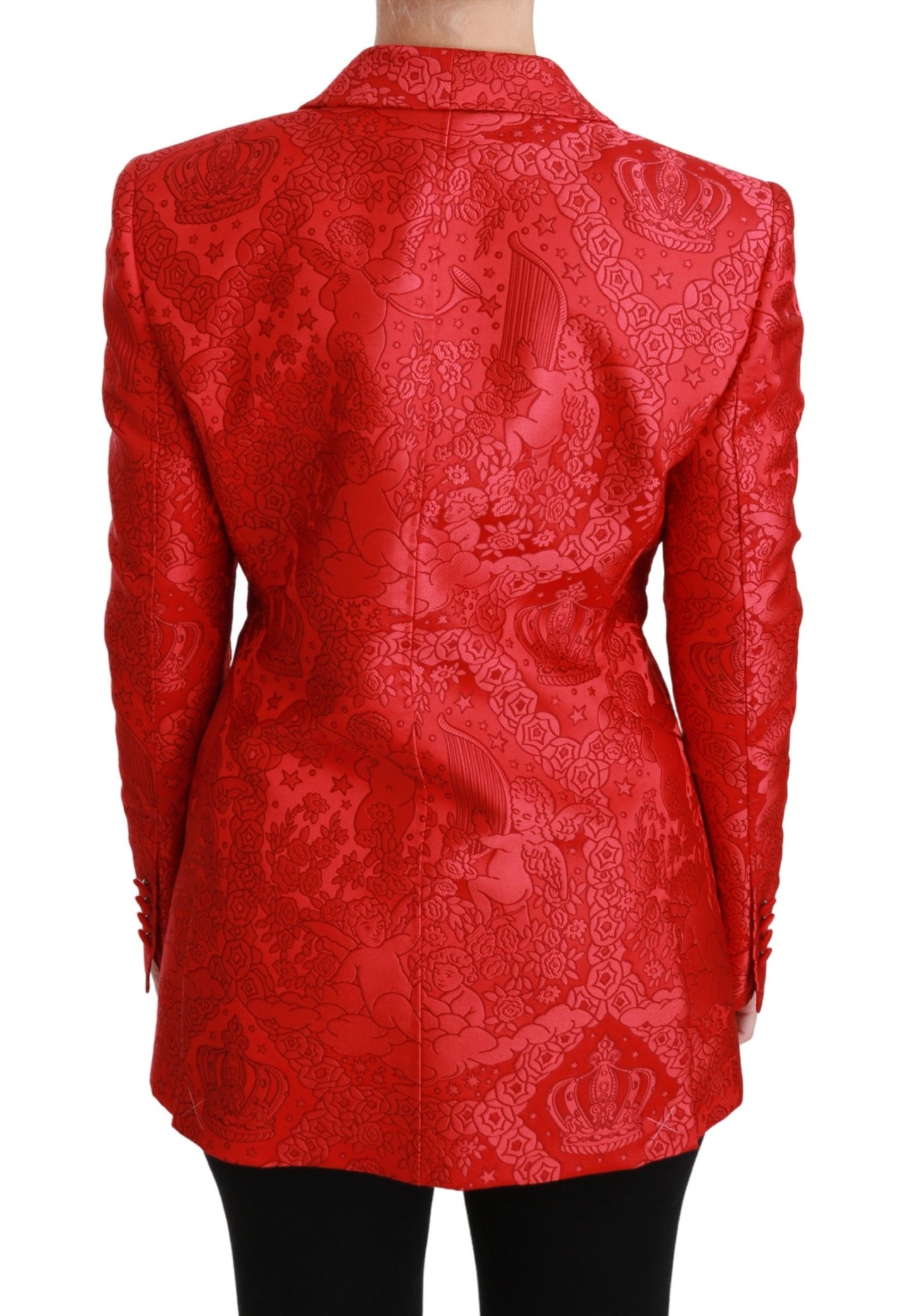 Dolce &amp; Gabbana Red Floral Angel Blazer Coat Jacket