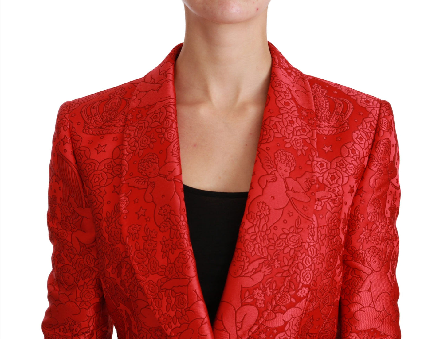 Dolce &amp; Gabbana Red Floral Angel Blazer Coat Jacket