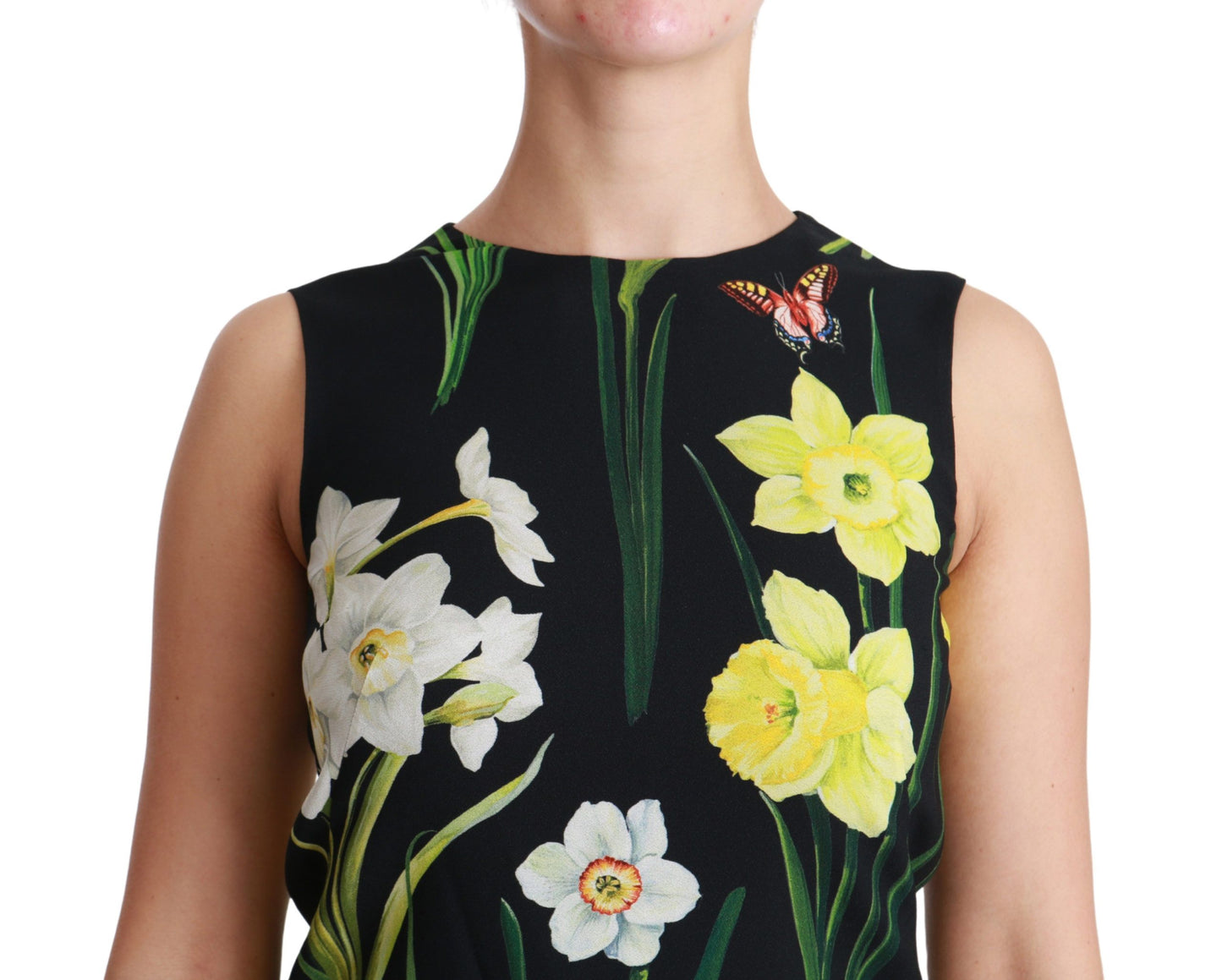 Dolce &amp; Gabbana Black Floral Sleeveless Sheath Mini Dress