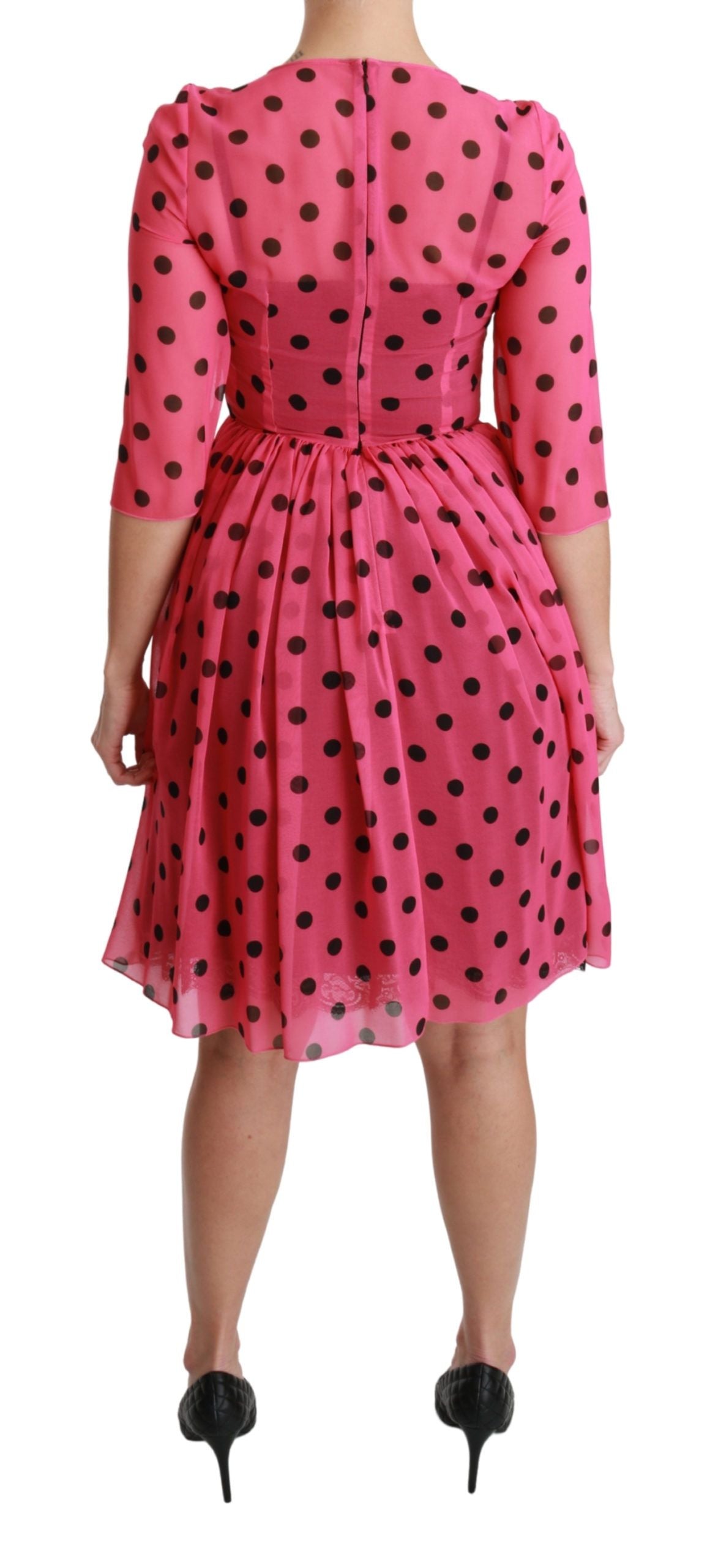 Dolce &amp; Gabbana Pink Polka Dots A-line Knee Length Dress