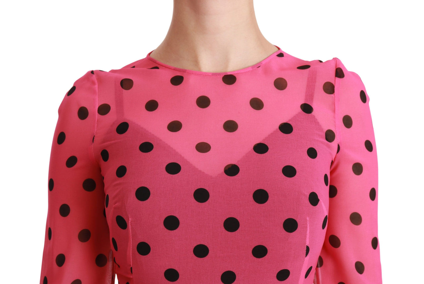 Dolce &amp; Gabbana Pink Polka Dots A-line Knee Length Dress