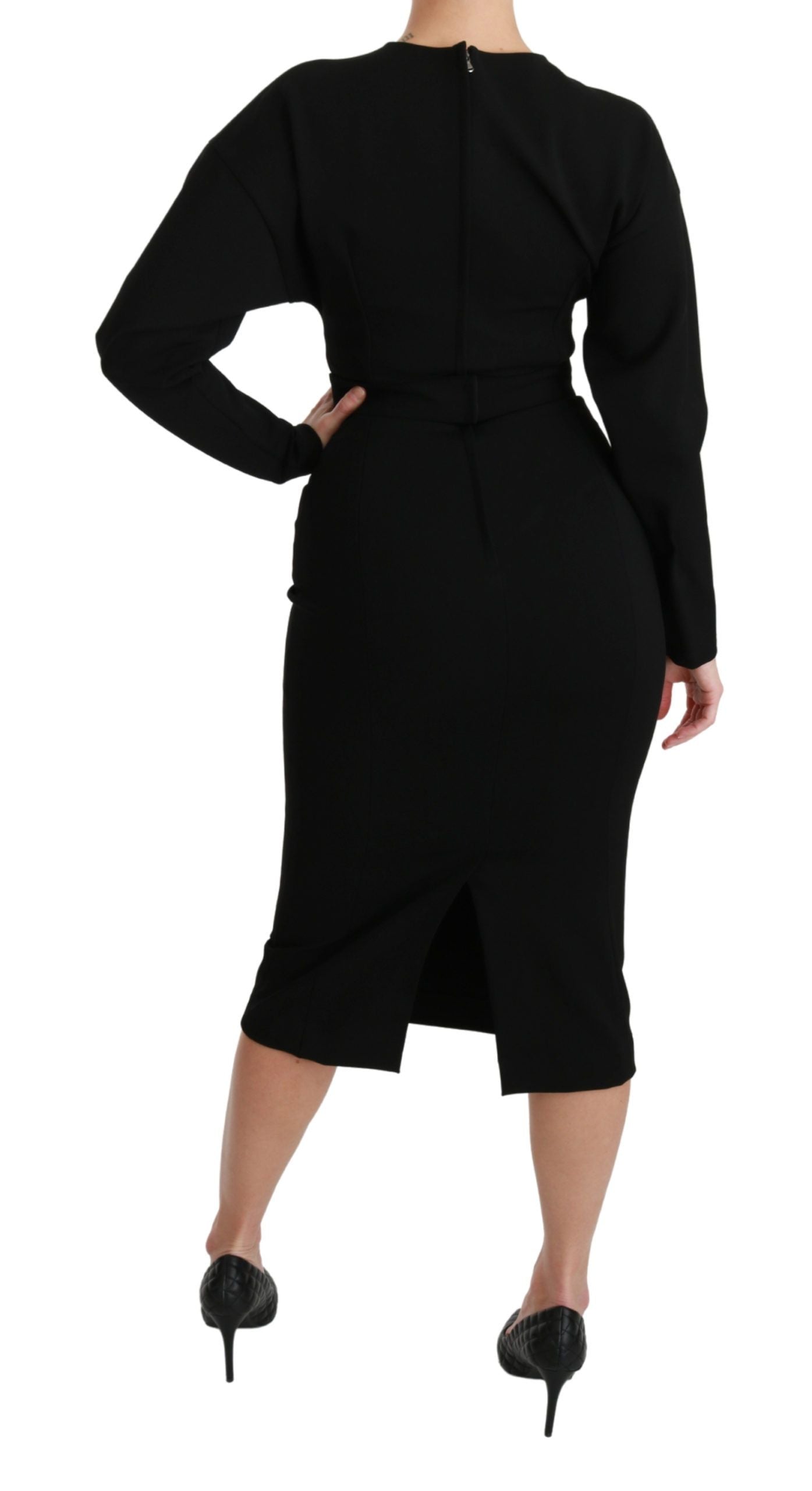 Dolce &amp; Gabbana Black Bodycon Sheath Midi Stretch Dress