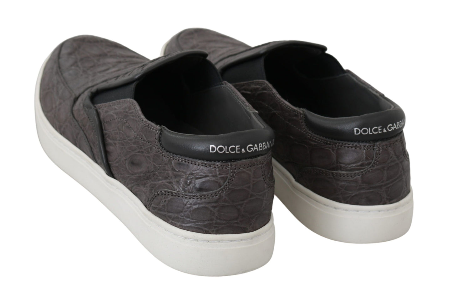 Flache Caiman-Herren-Loaferschuhe aus grauem Leder von Dolce &amp; Gabbana