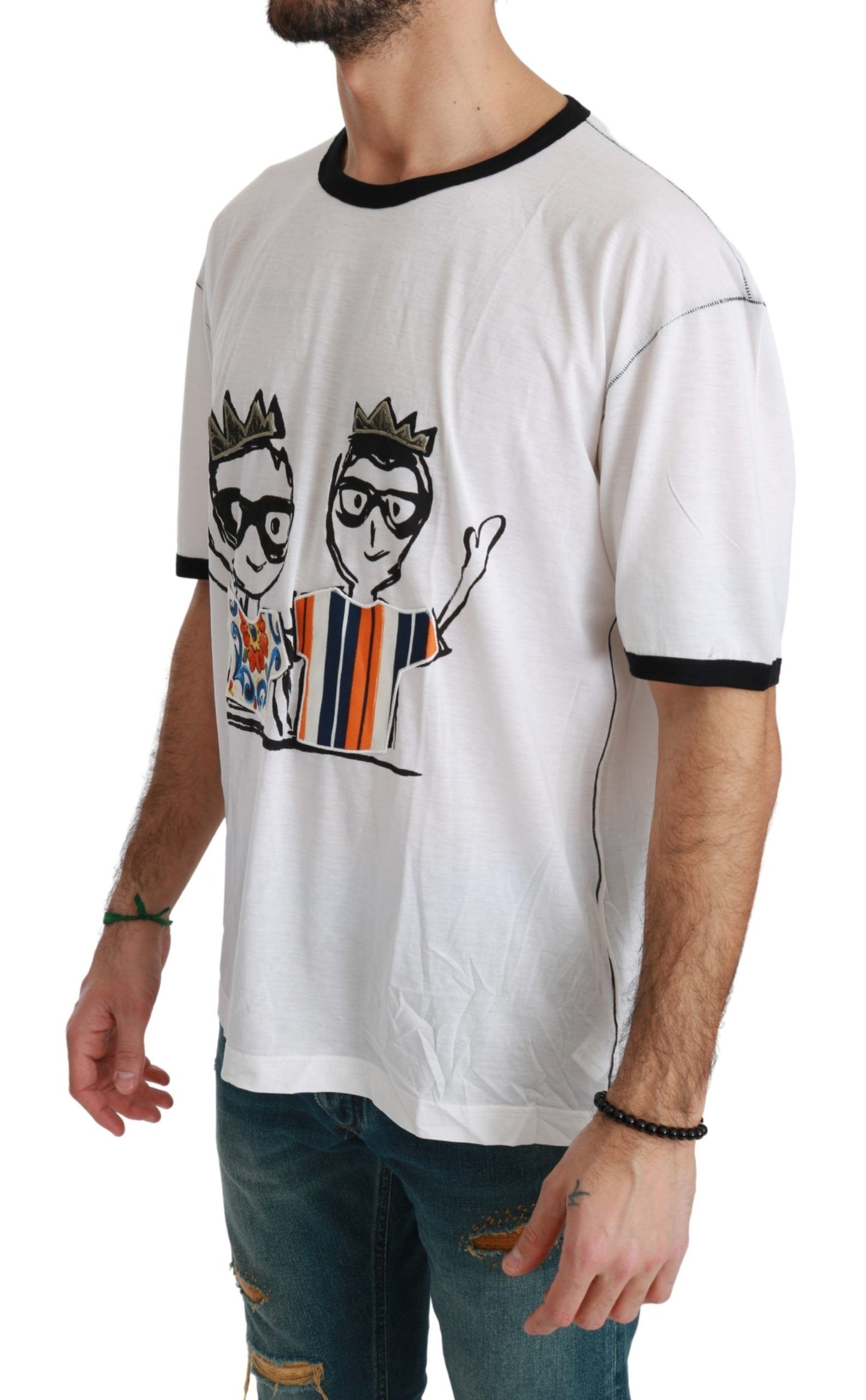 Dolce &amp; Gabbana White Men Print #dgfamily Cotton T-shirt