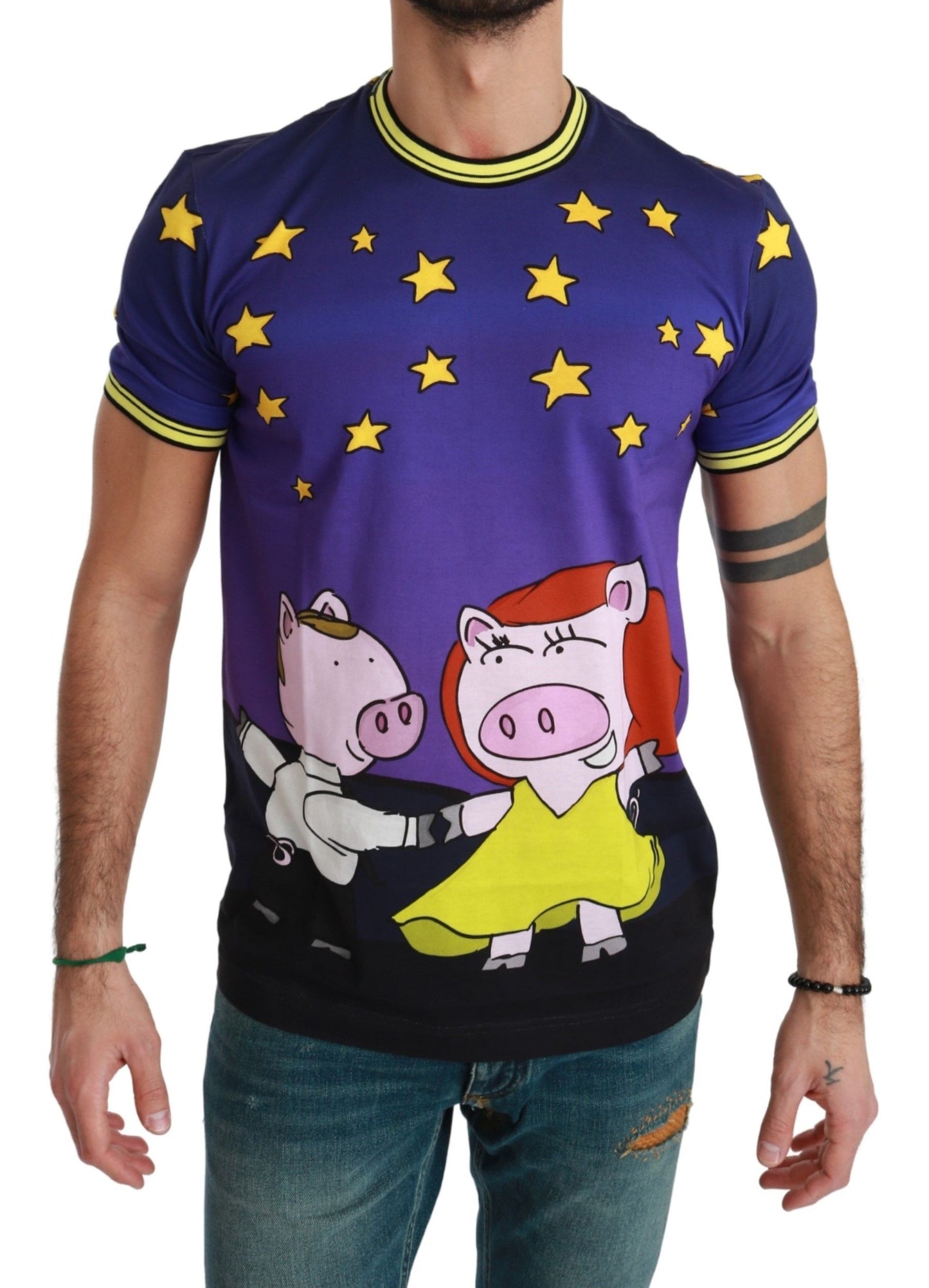 Dolce &amp; Gabbana Purple Cotton Top 2019 Year of the Pig T-shirt