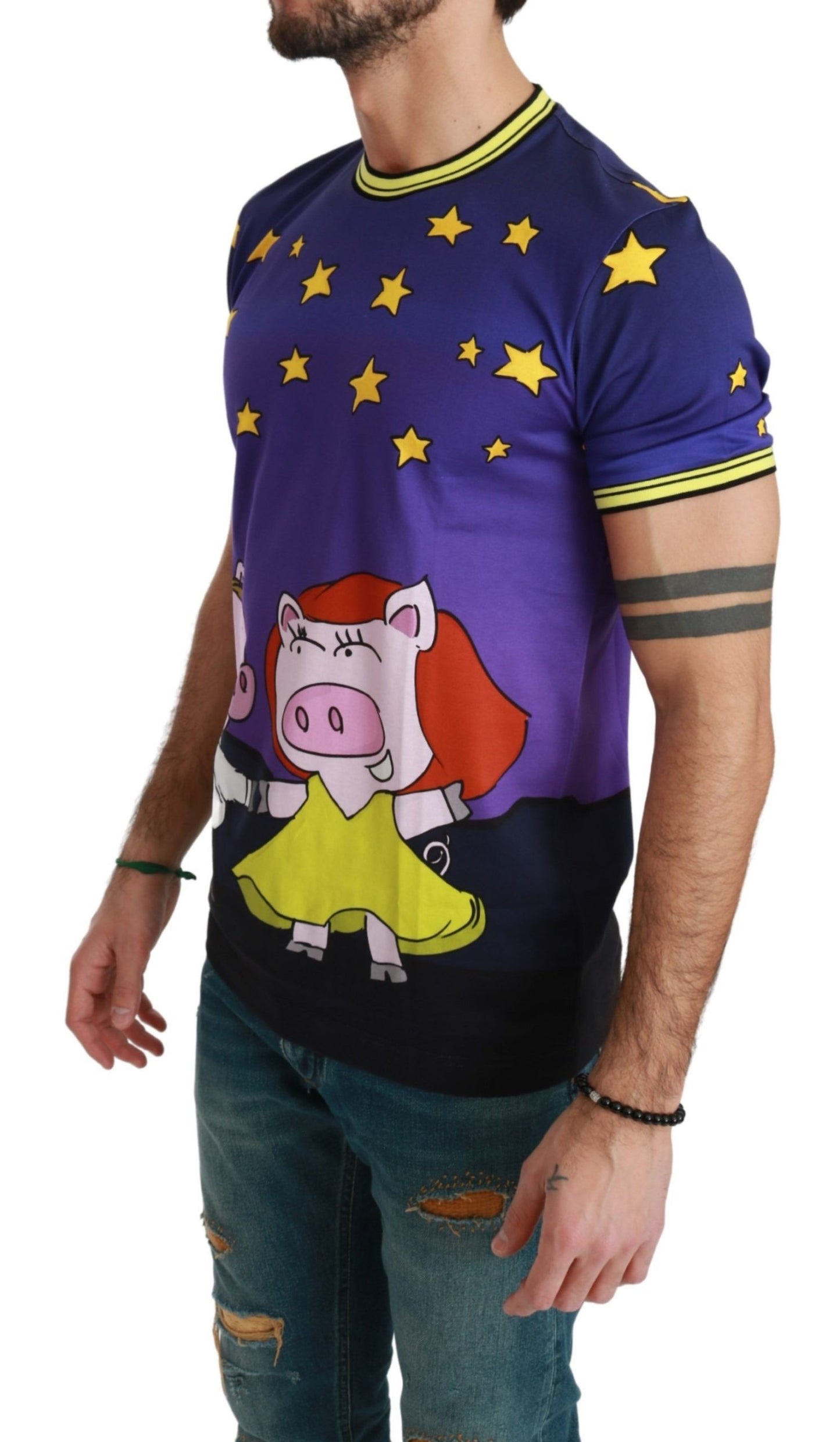 Dolce &amp; Gabbana Purple Cotton Top 2019 Year of the Pig T-shirt