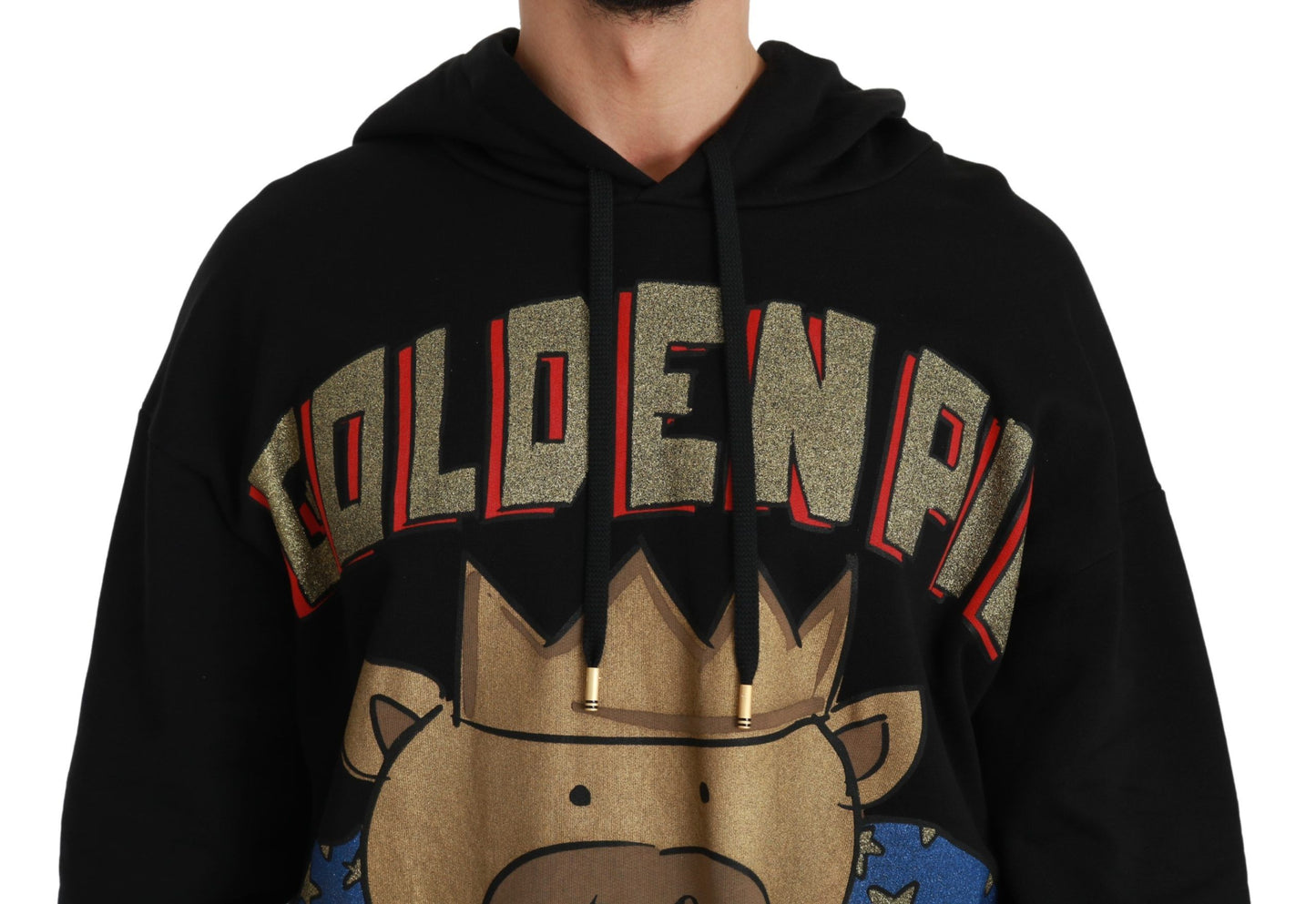 Dolce &amp; Gabbana Schwarzer Pullover „Schwein des Jahres“ mit Kapuze