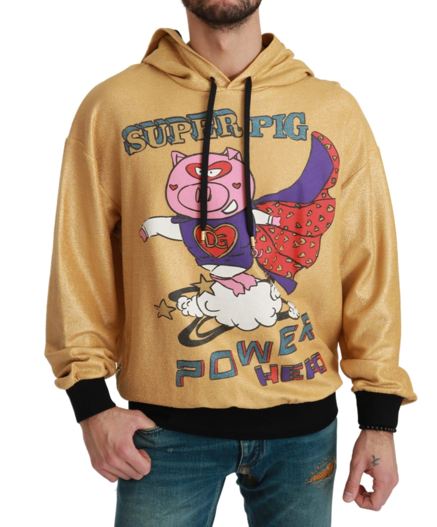 Dolce &amp; Gabbana Gold Pig of the Year Hooded Sweater