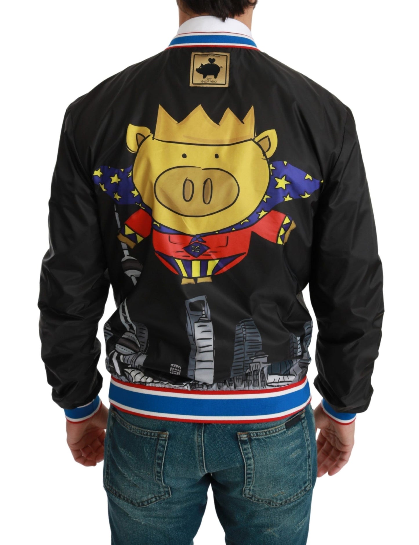 Dolce &amp; Gabbana Black YEAR OF THE PIG Bomber Jacket