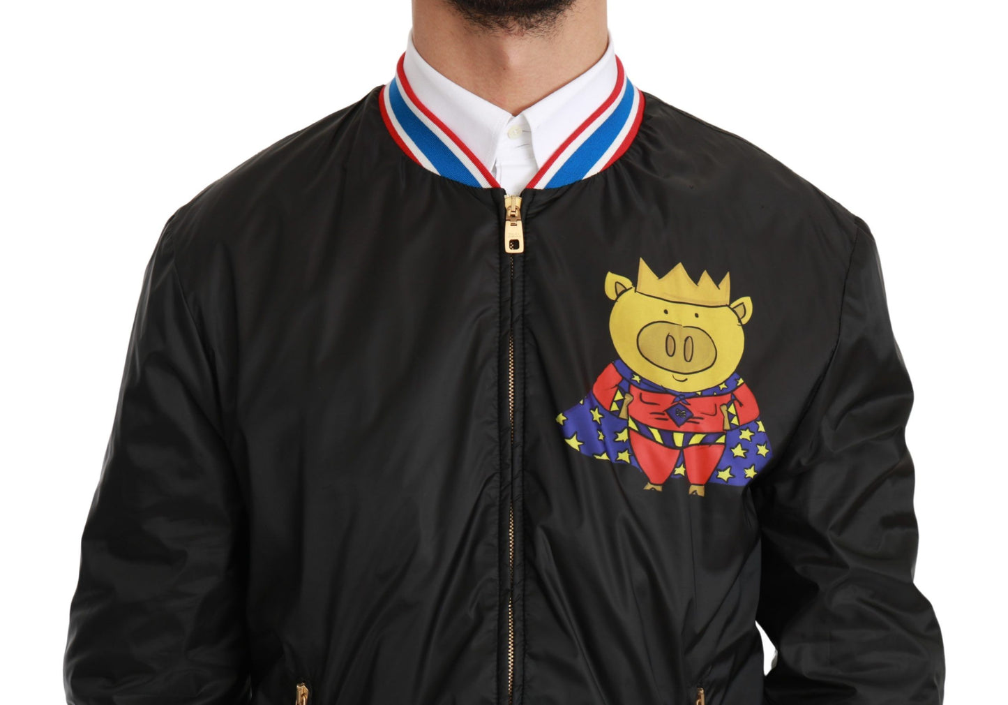 Dolce &amp; Gabbana Black YEAR OF THE PIG Bomber Jacket