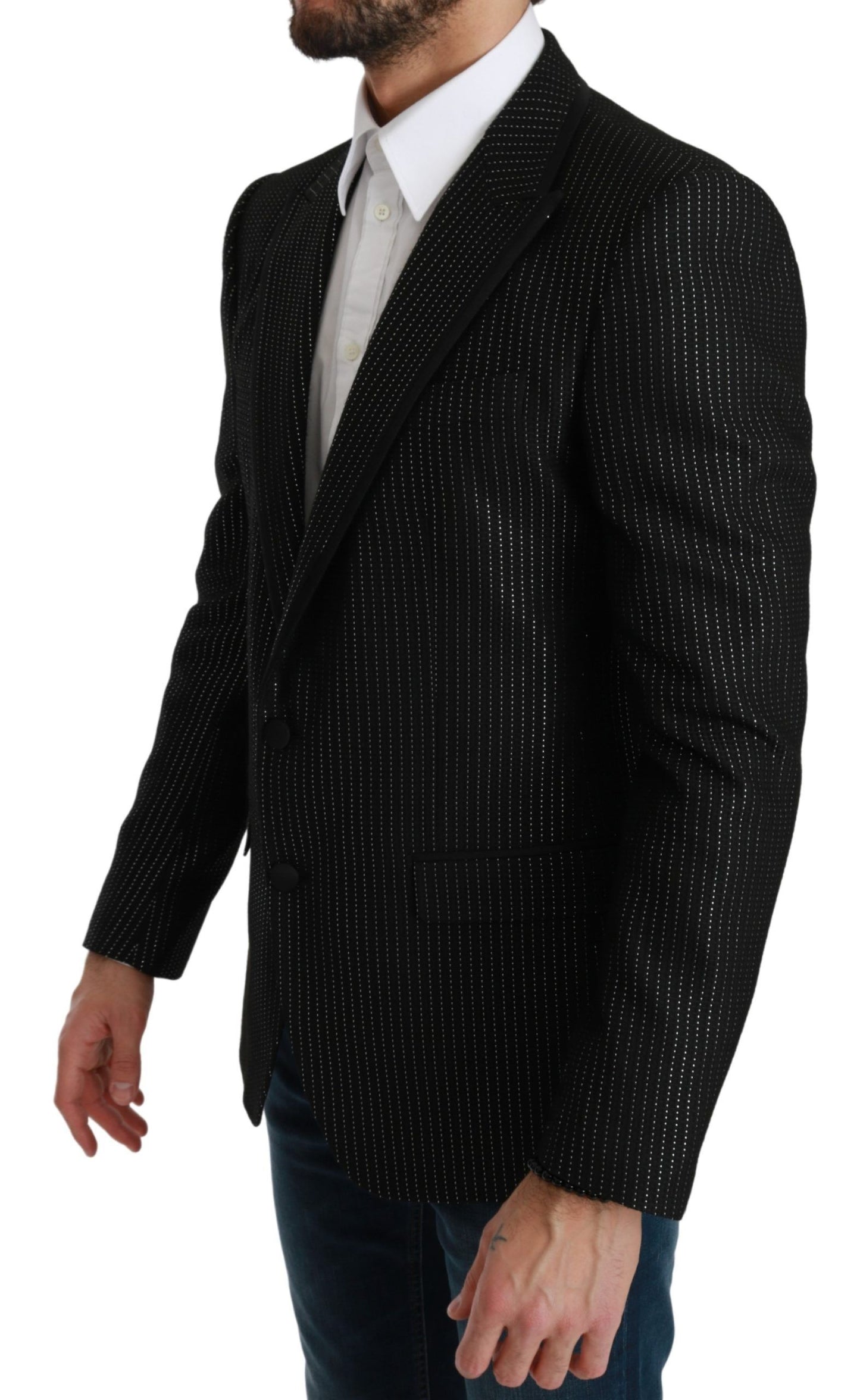 Dolce &amp; Gabbana Black Striped Single Breasted MARTINI Blazer