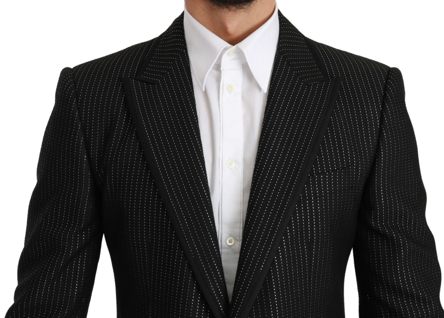 Dolce &amp; Gabbana Schwarz gestreifter einreihiger MARTINI-Blazer