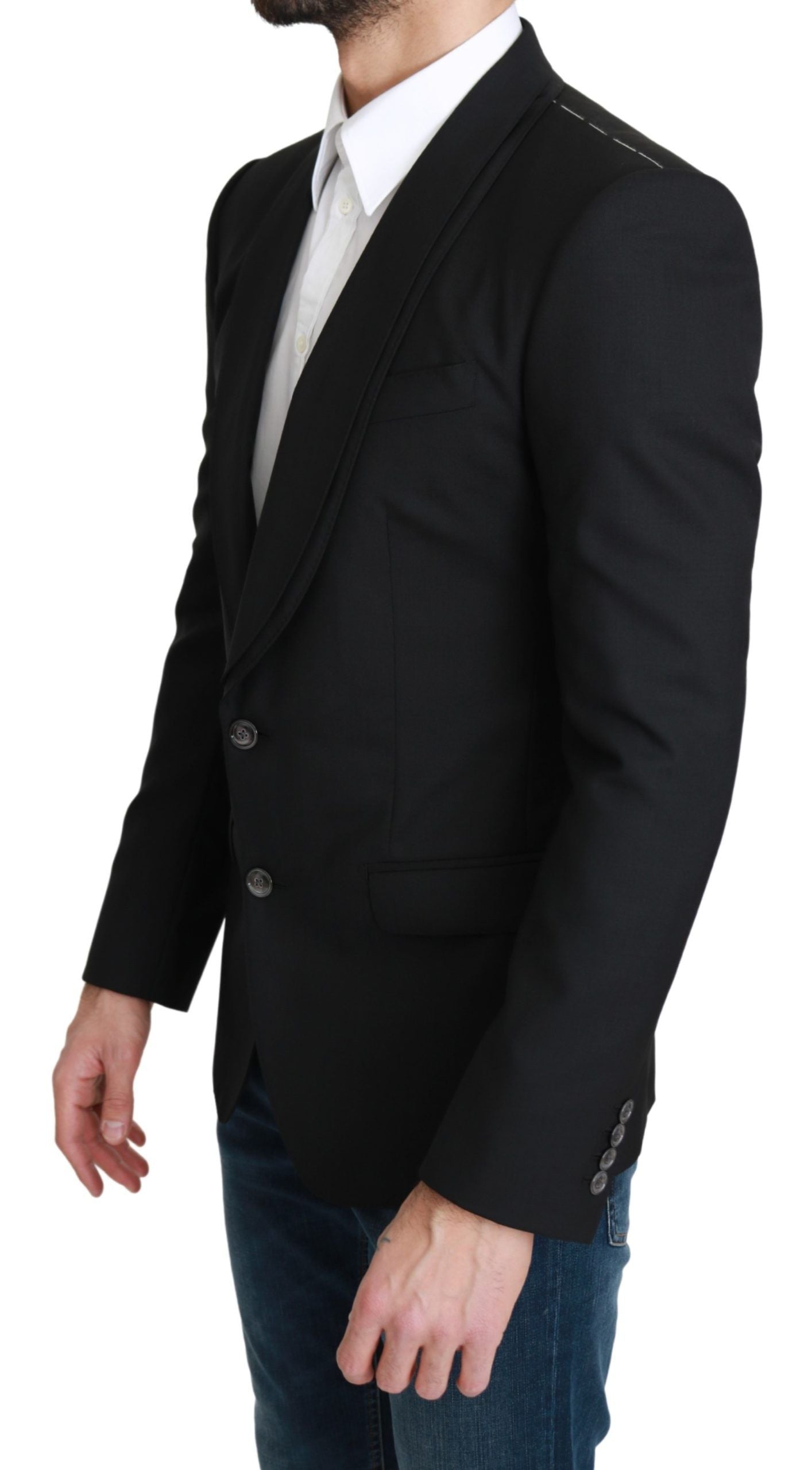 Dolce &amp; Gabbana Black Single Breasted Formal Wool Blazer