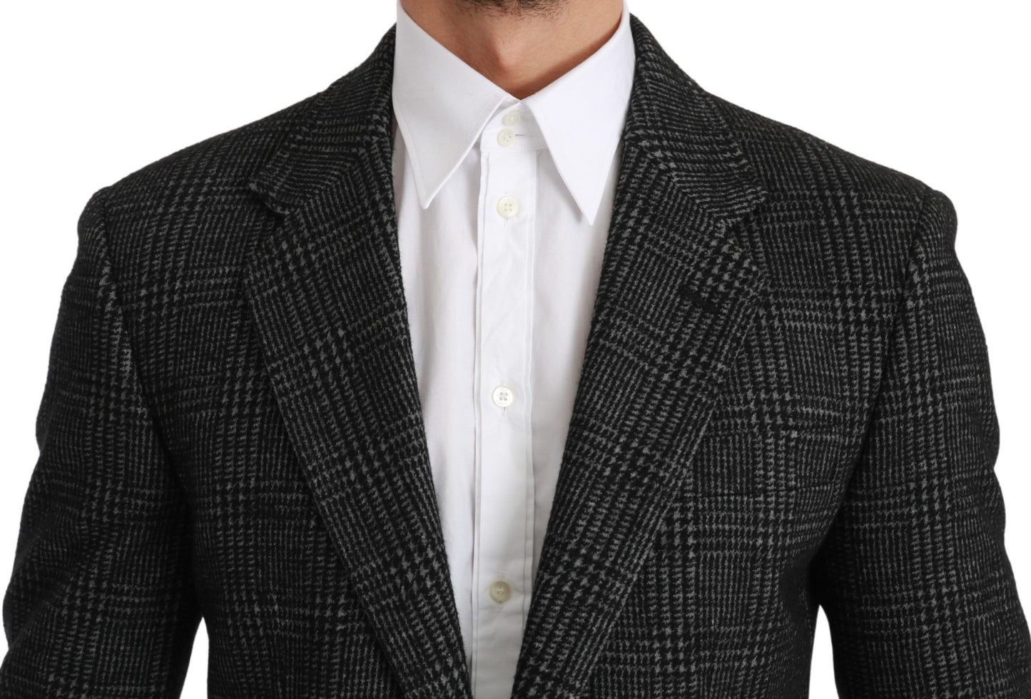 Dolce &amp; Gabbana Grau karierter, karierter Slim-Fit-Jackenblazer