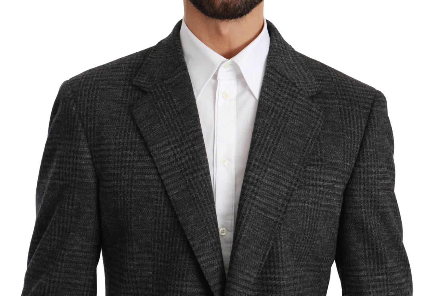 Dolce &amp; Gabbana Grey Plaid Check Wool Formal Jacket Blazer