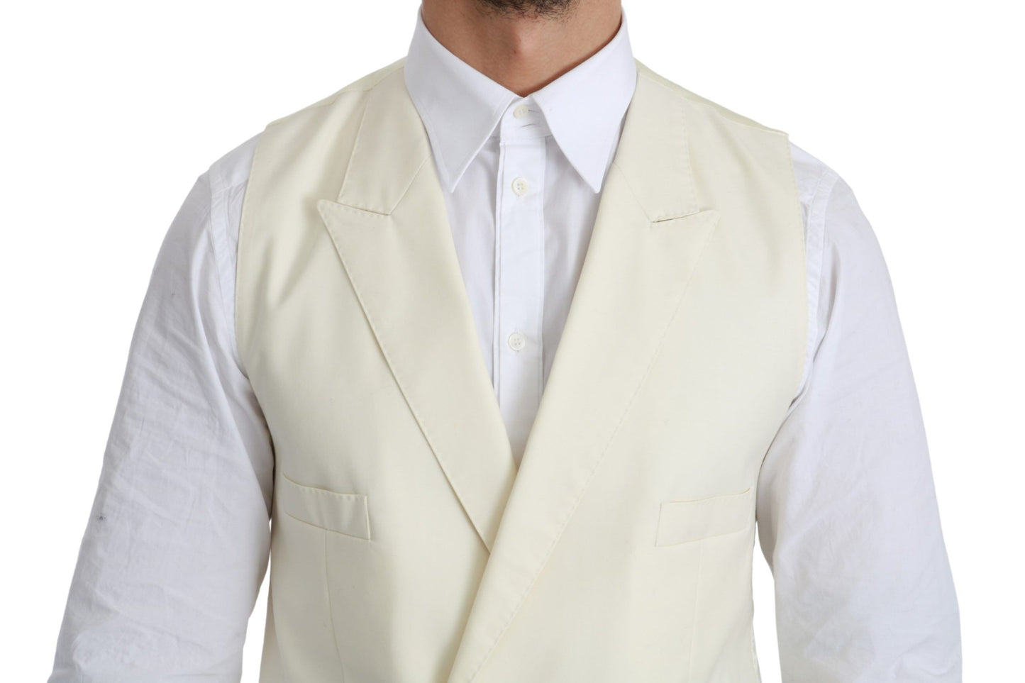 Dolce &amp; Gabbana White Waistcoat Formal Wool Vest