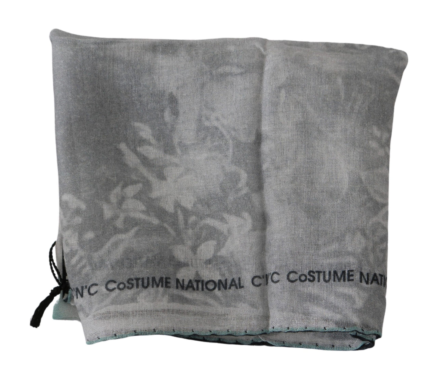 Costume National Grey Silk Shawl Foulard Wrap Scarf