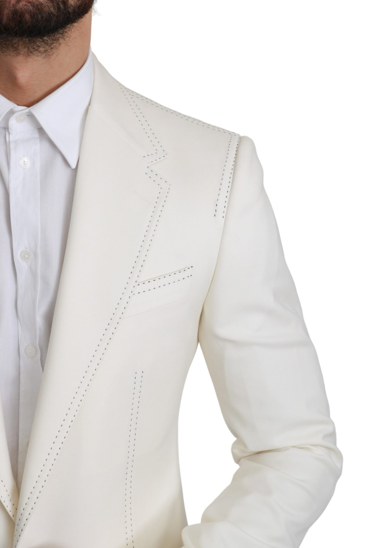 Dolce &amp; Gabbana SICILIA Cremefarbener einreihiger formeller Blazer